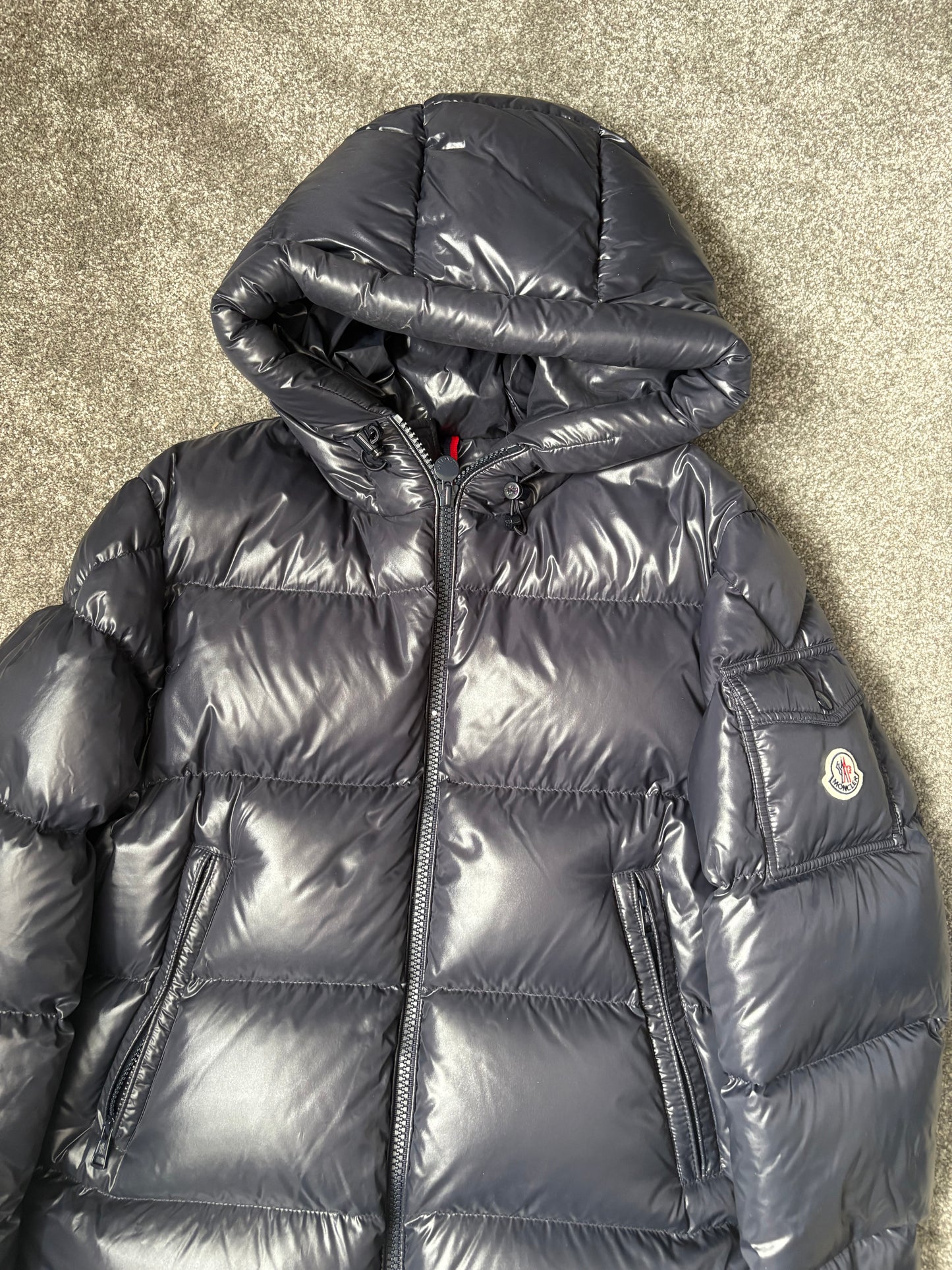 Moncler Navy Maya Hooded Down Puffer Jacket