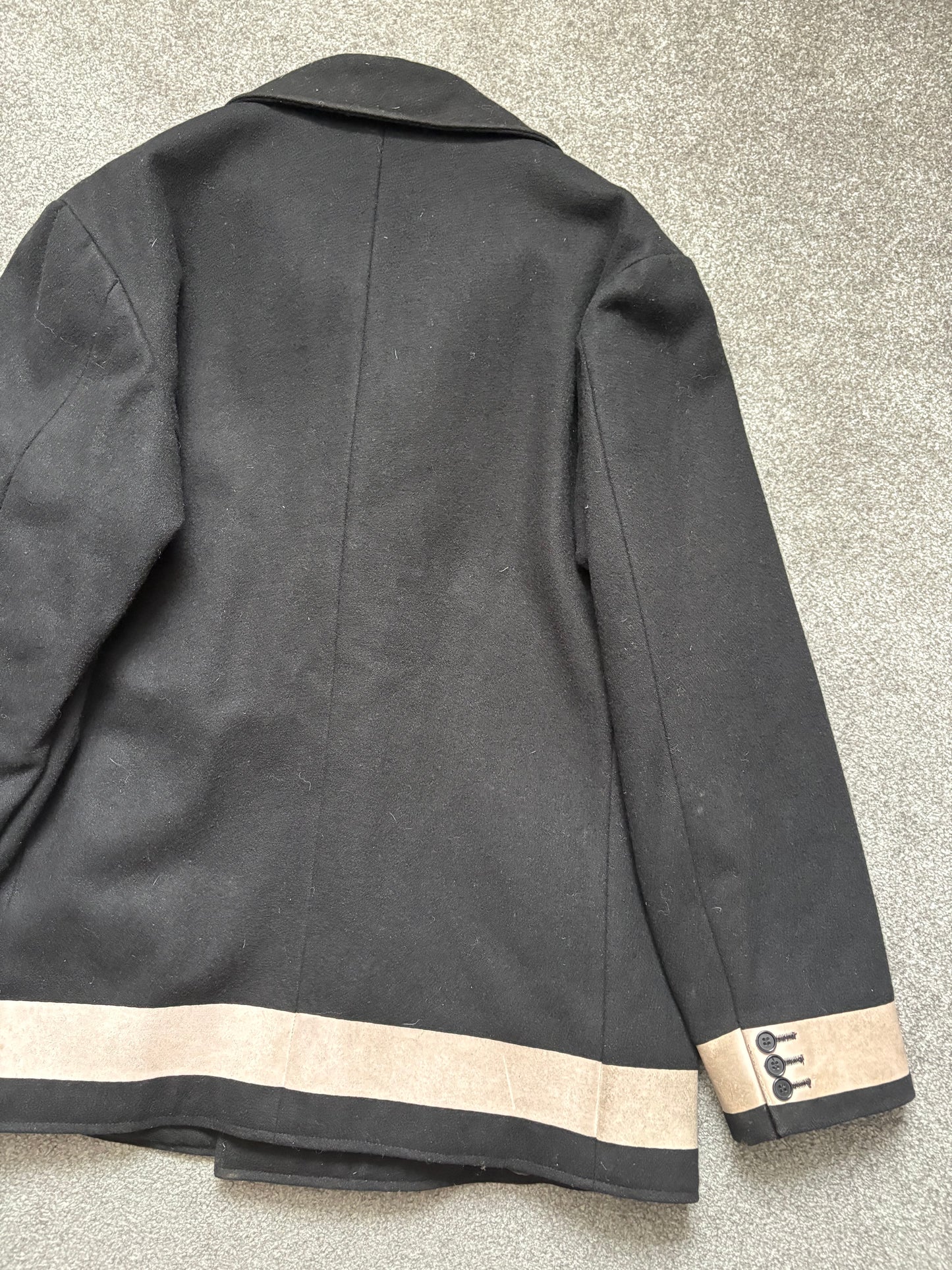 Helmut Lang 1997 Paint Stripe Double Breasted Peacoat Jacket