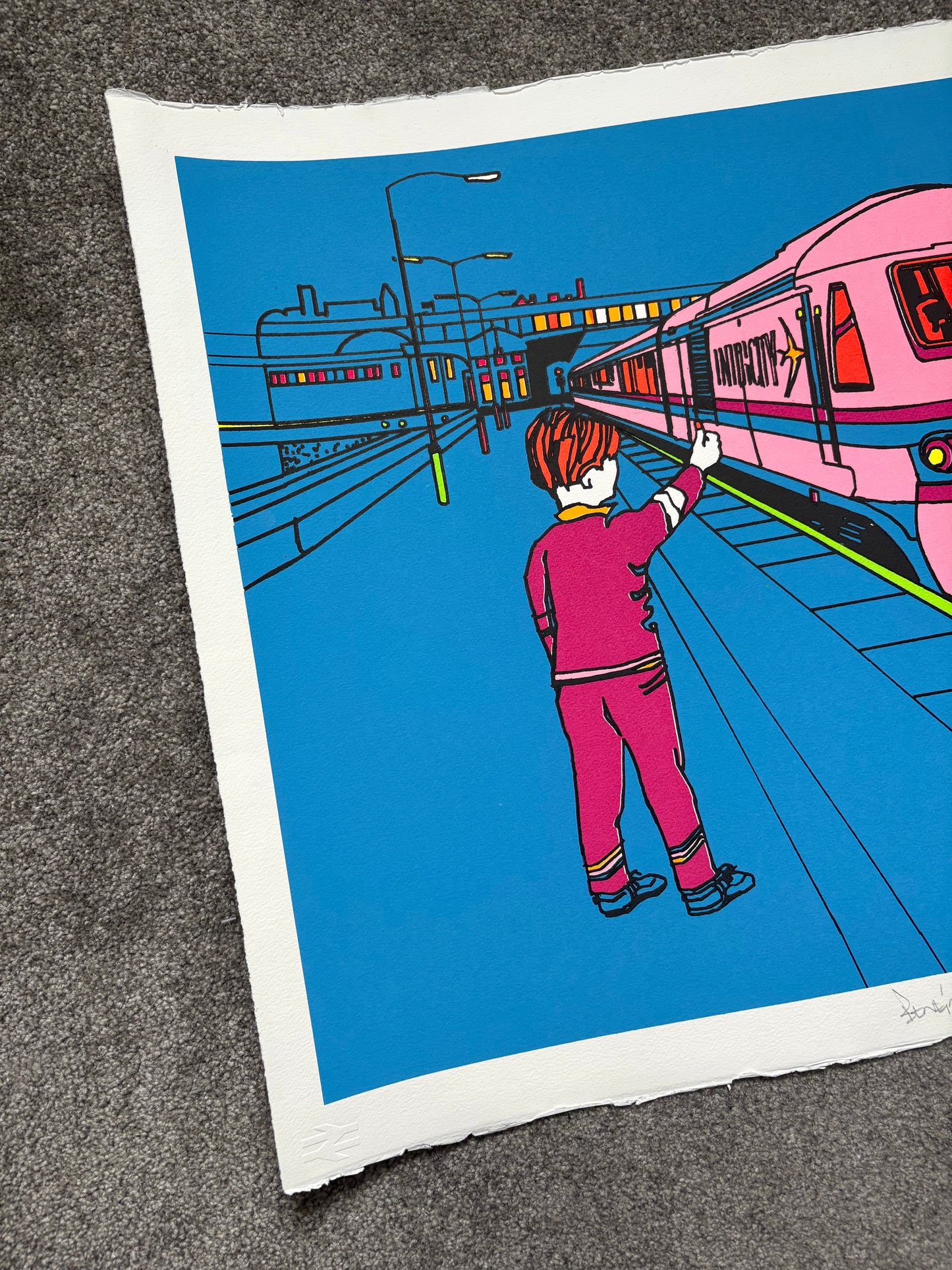 Ben Eine 2006 Blue Train Print Signed Numbered 1/75