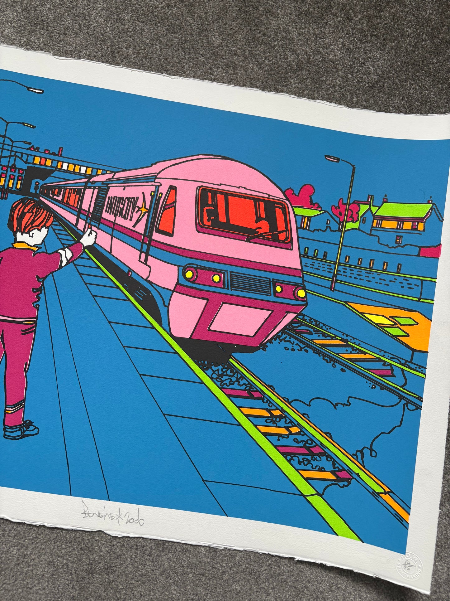Ben Eine 2006 Blue Train Print Signed Numbered 1/75
