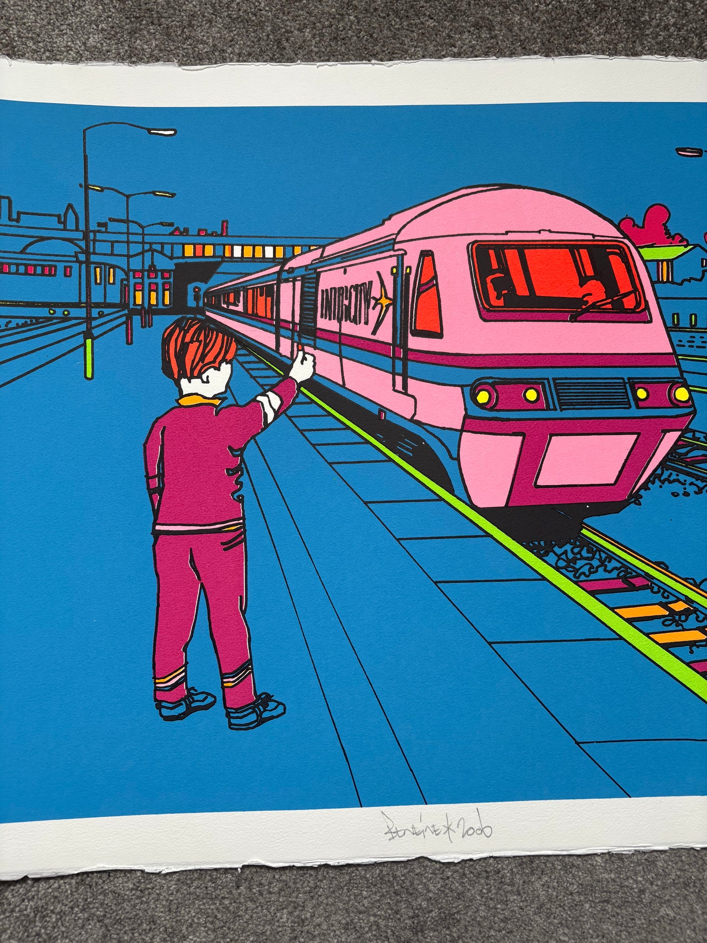 Ben Eine 2006 Blue Train Print Signed Numbered 1/75