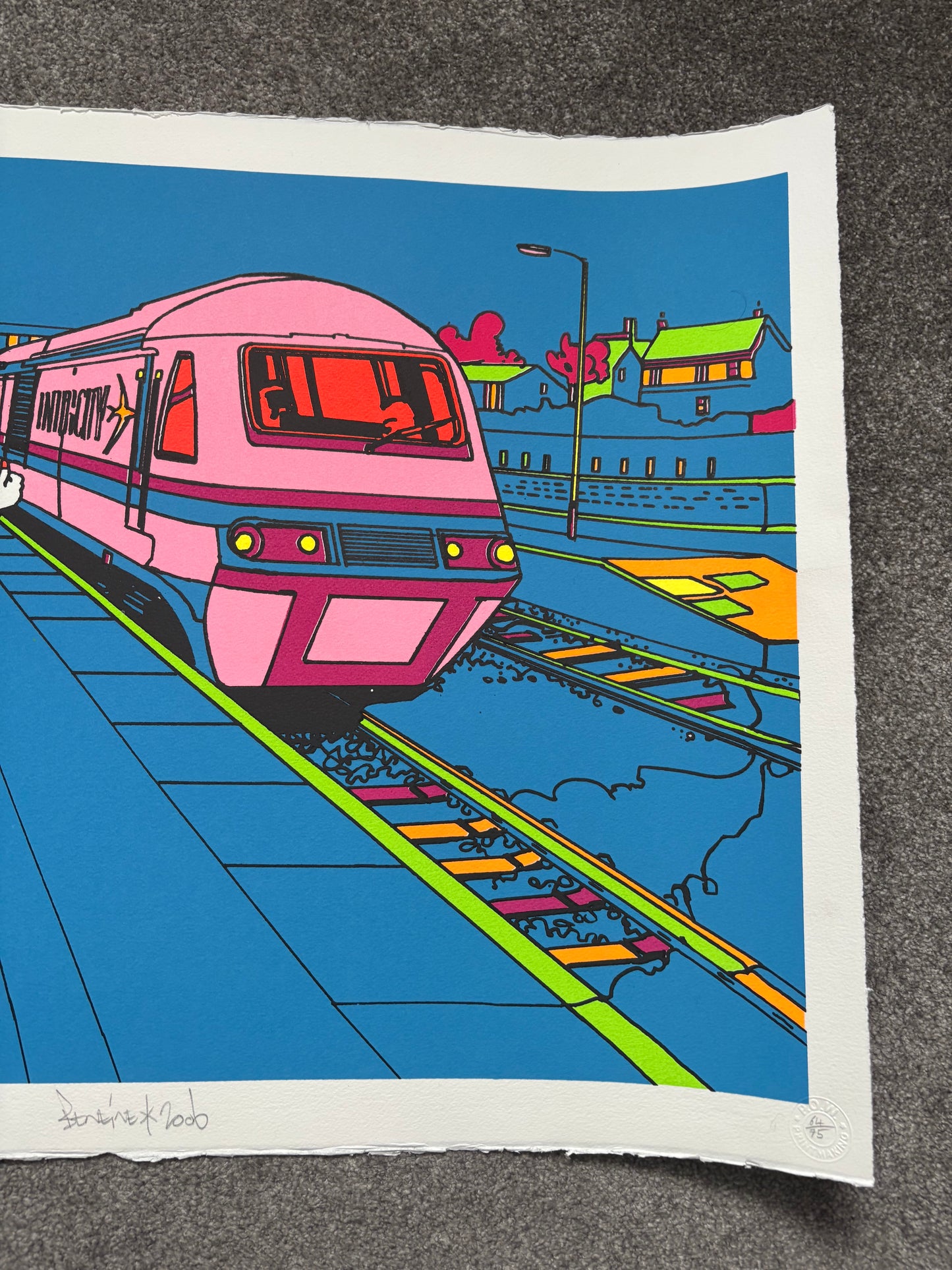 Ben Eine 2006 Blue Train Print Signed Numbered 1/75