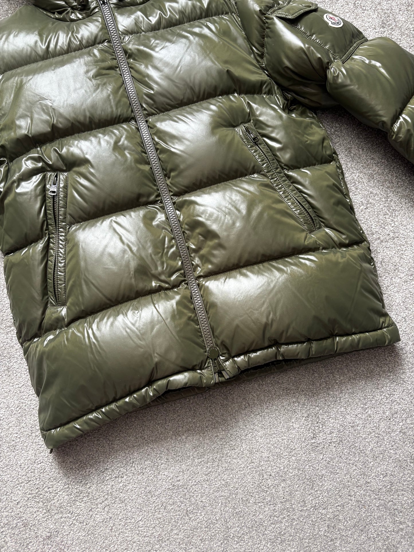 Moncler Green Hooded Down Puffer Jacket
