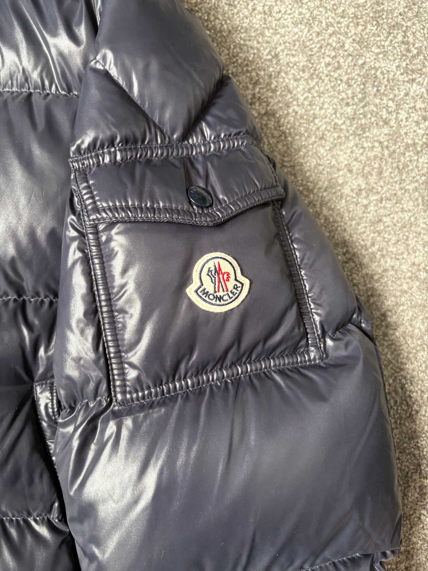 Moncler Navy Maya Hooded Down Puffer Jacket
