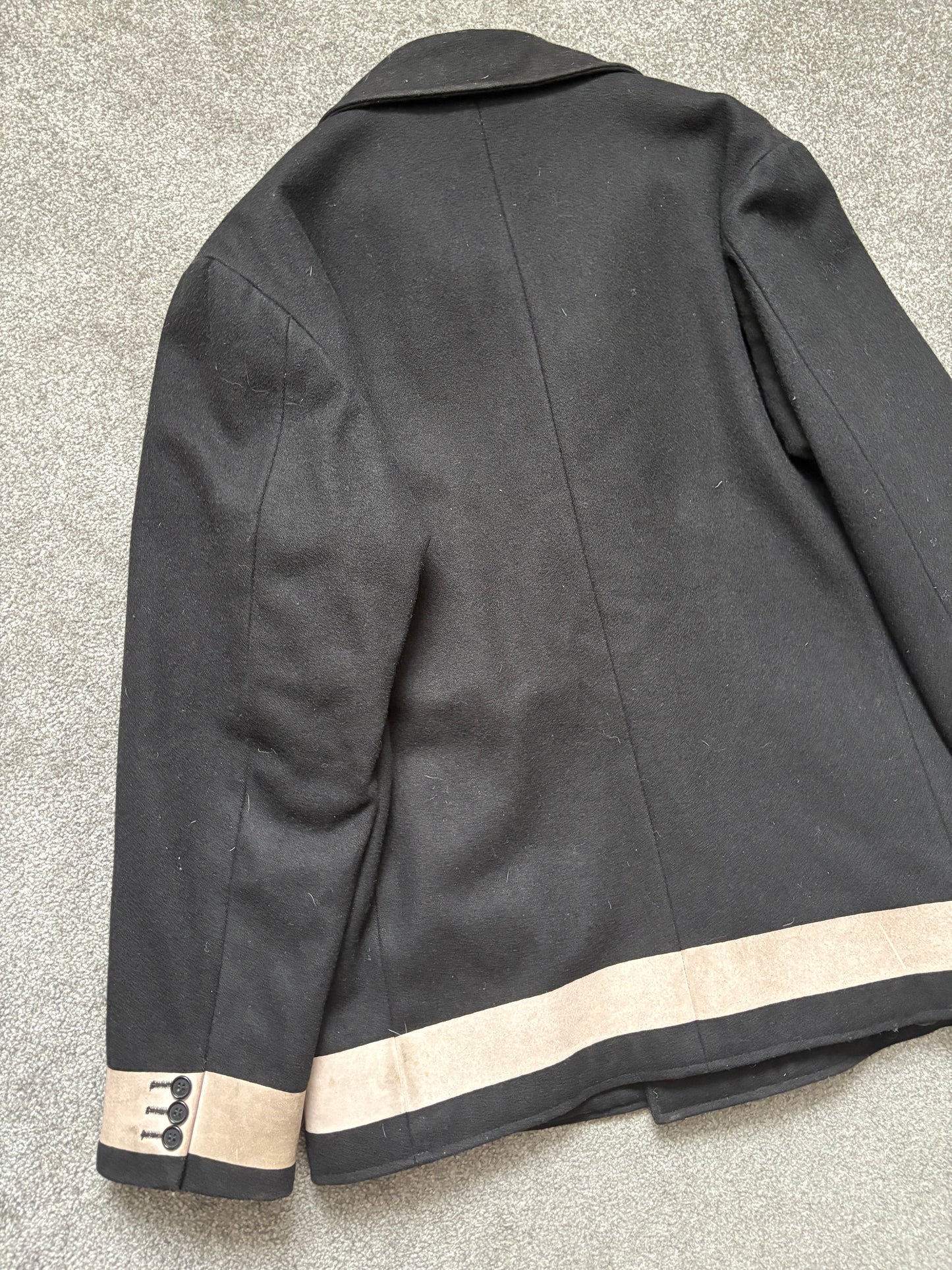 Helmut Lang 1997 Paint Stripe Double Breasted Peacoat Jacket