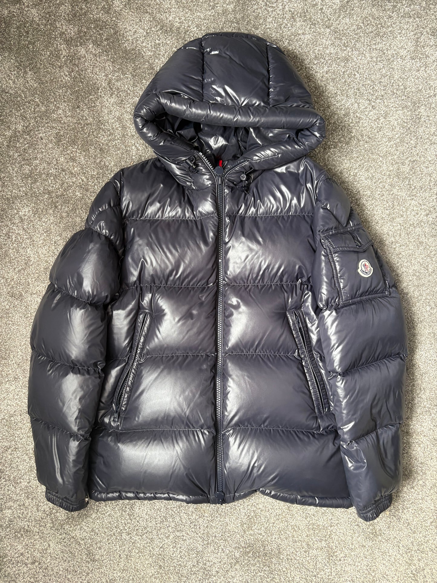 Moncler Navy Maya Hooded Down Puffer Jacket