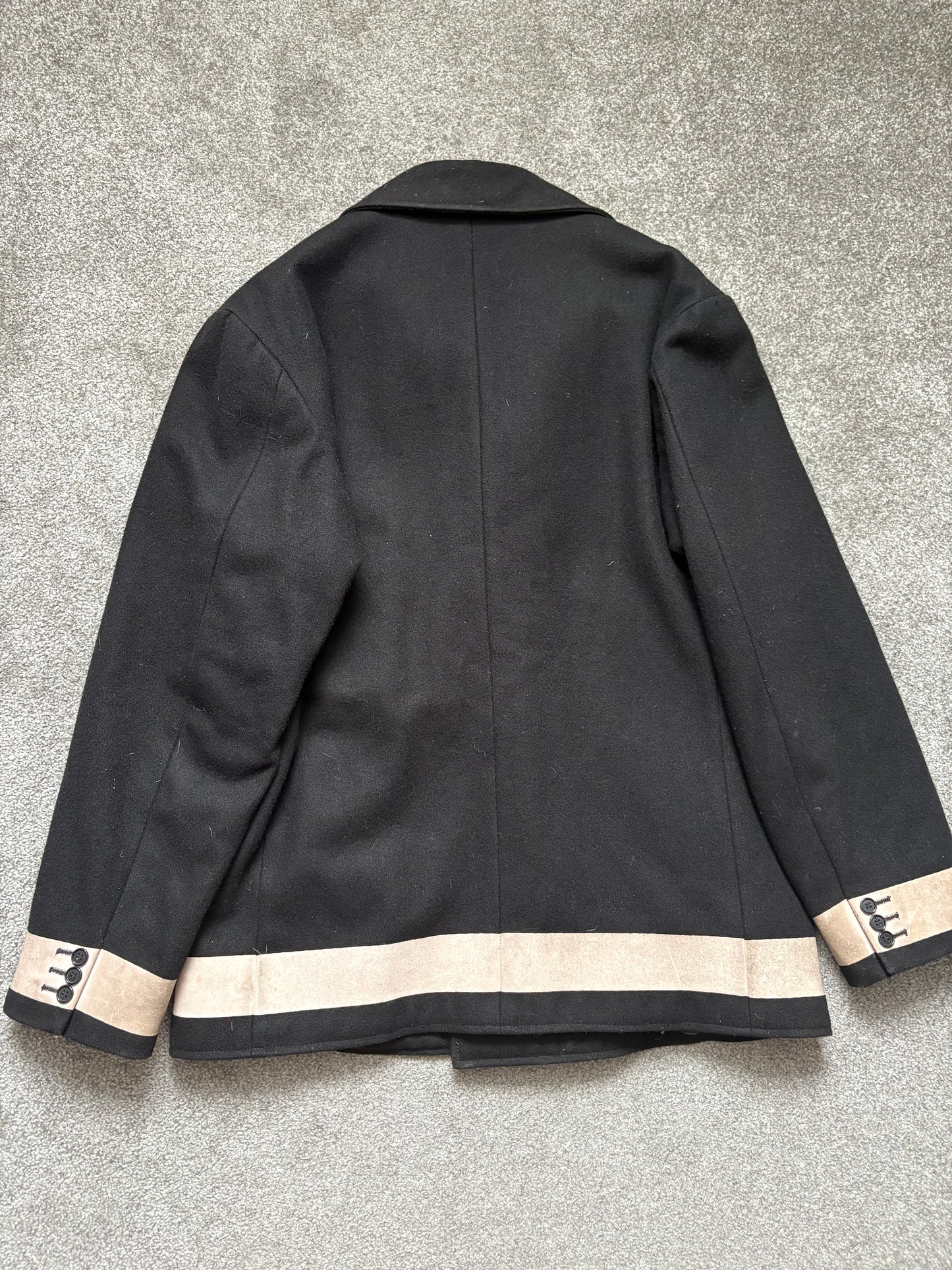 Helmut Lang 1997 Paint Stripe Double Breasted Peacoat Jacket