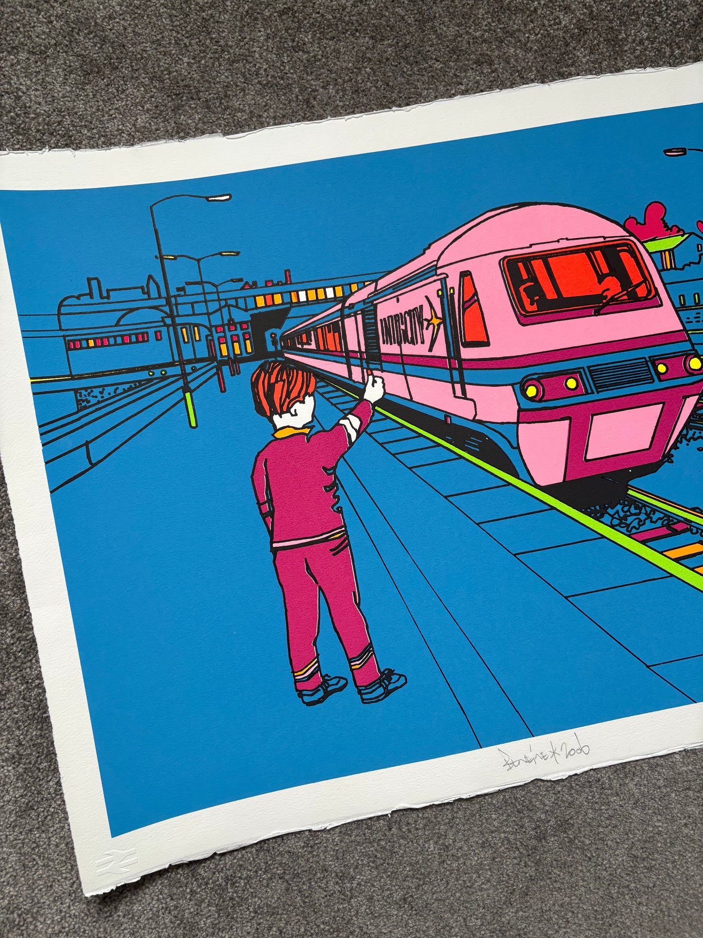 Ben Eine 2006 Blue Train Print Signed Numbered 1/75