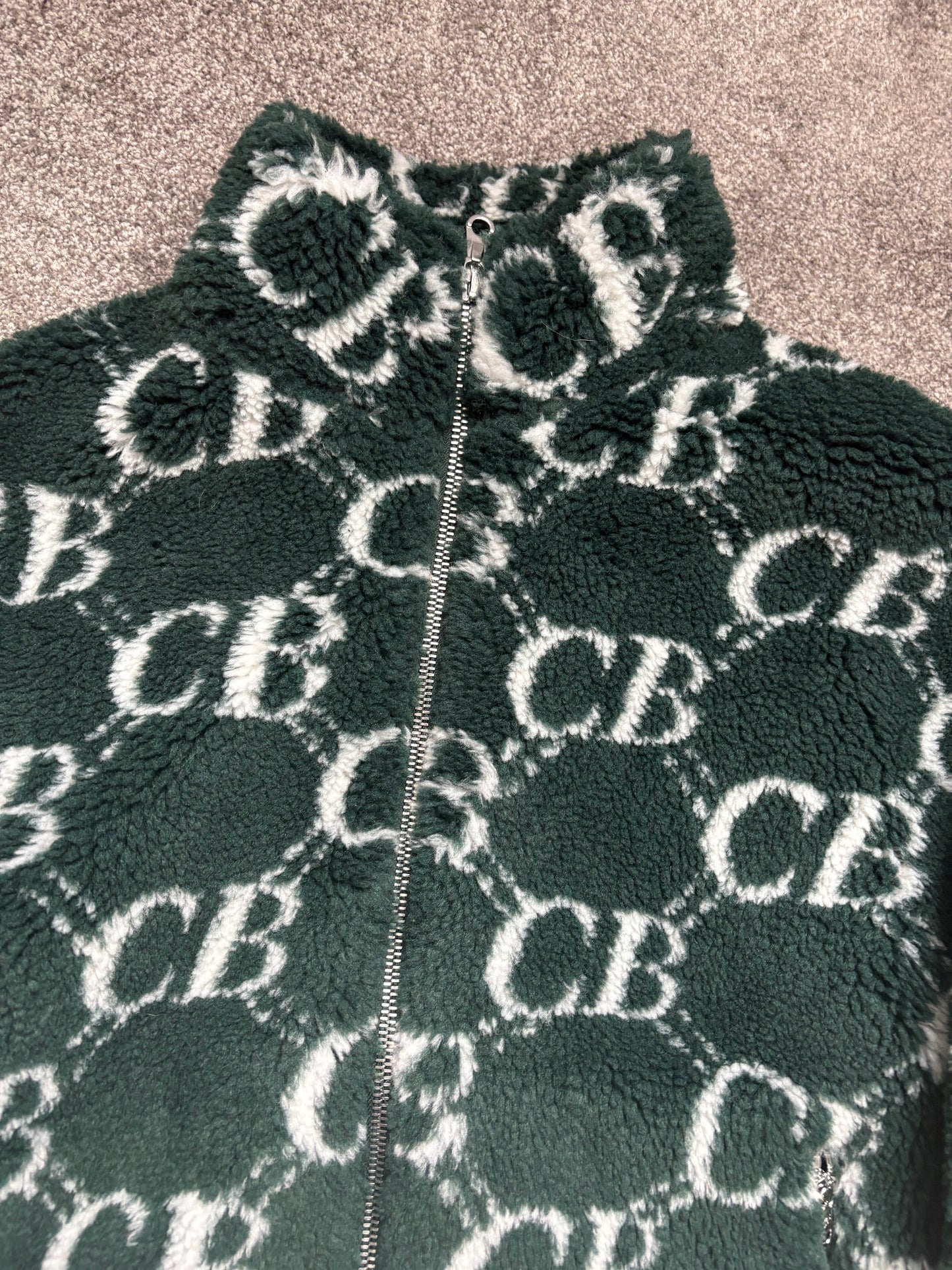 Cole Buxton Green Fleece Zip Up Jacket