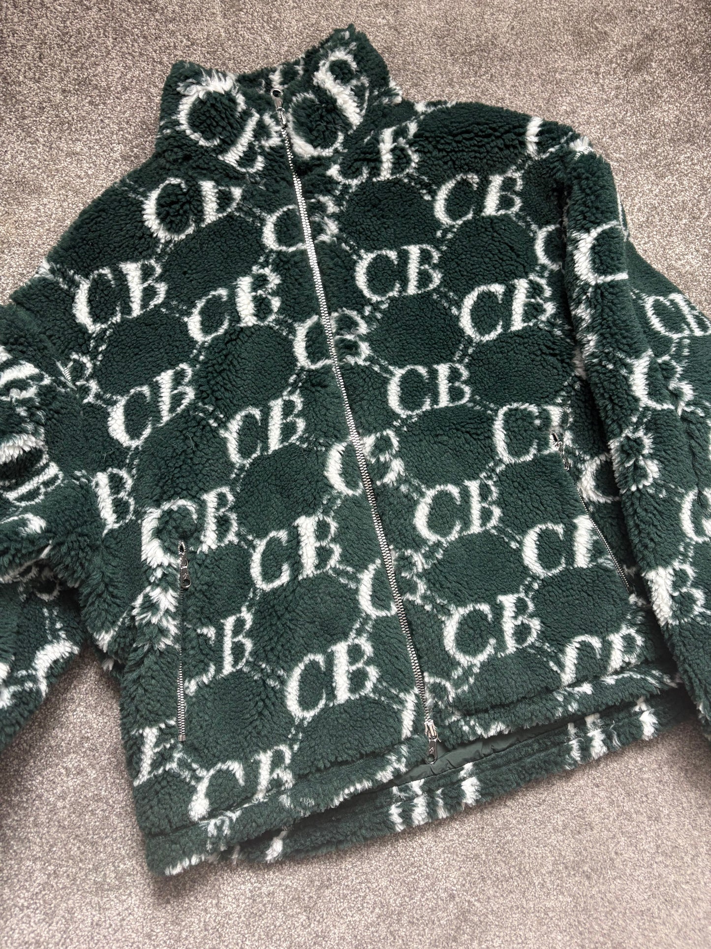 Cole Buxton Green Fleece Zip Up Jacket