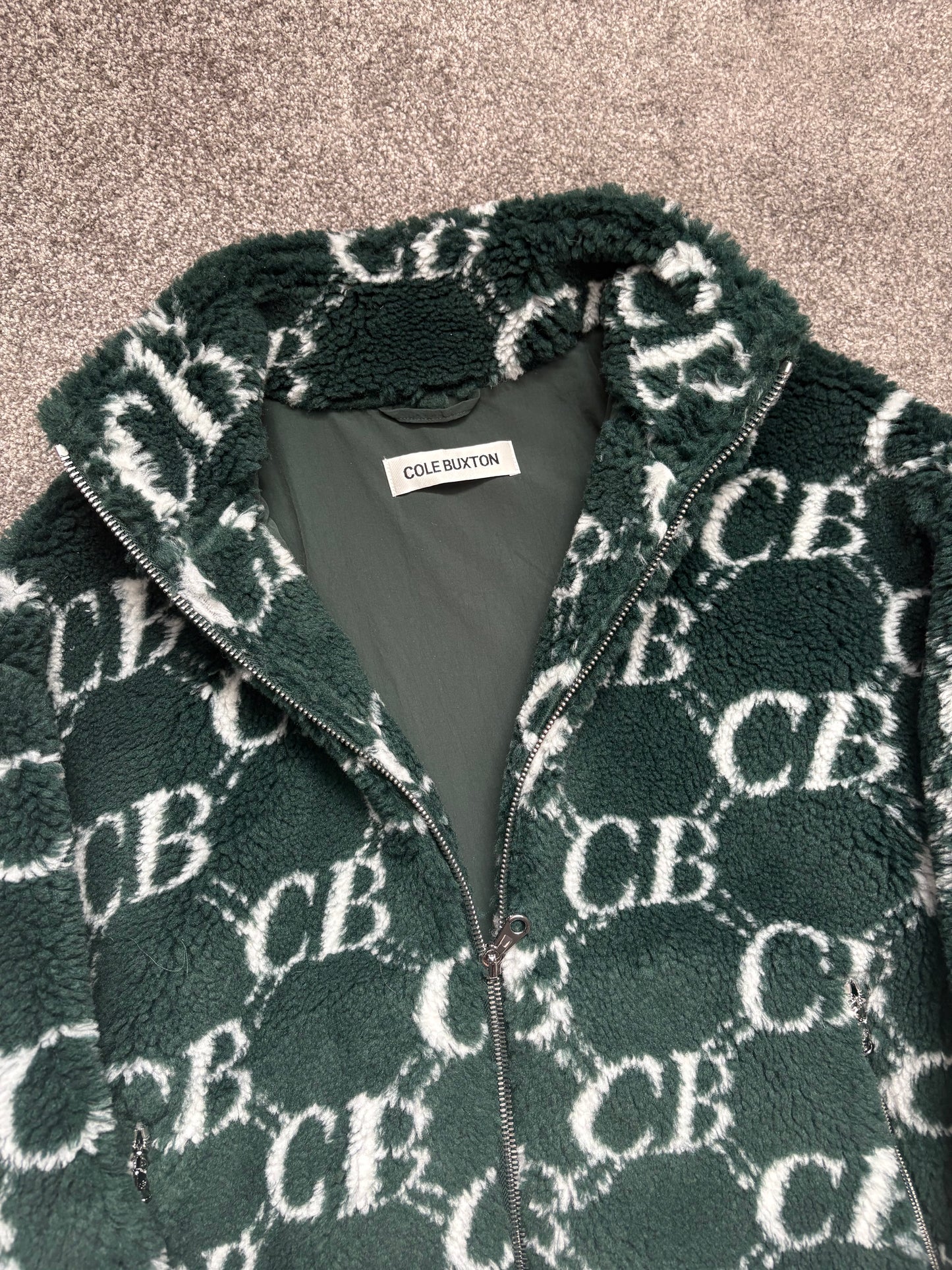 Cole Buxton Green Fleece Zip Up Jacket