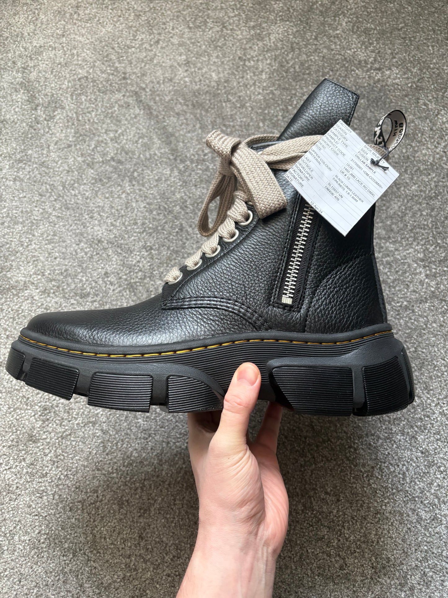 Rick Owens x Dr Martens Sample 1460 Jumbo Lace DMXL Boots