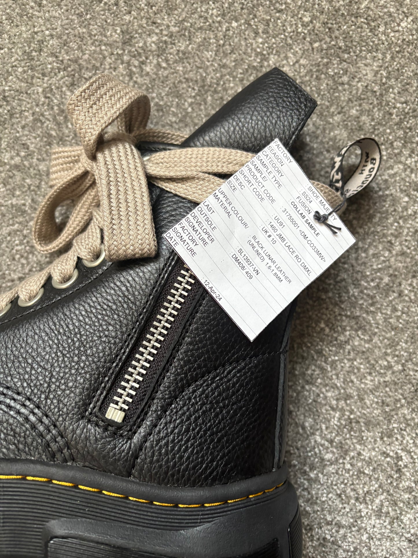 Rick Owens x Dr Martens Sample 1460 Jumbo Lace DMXL Boots