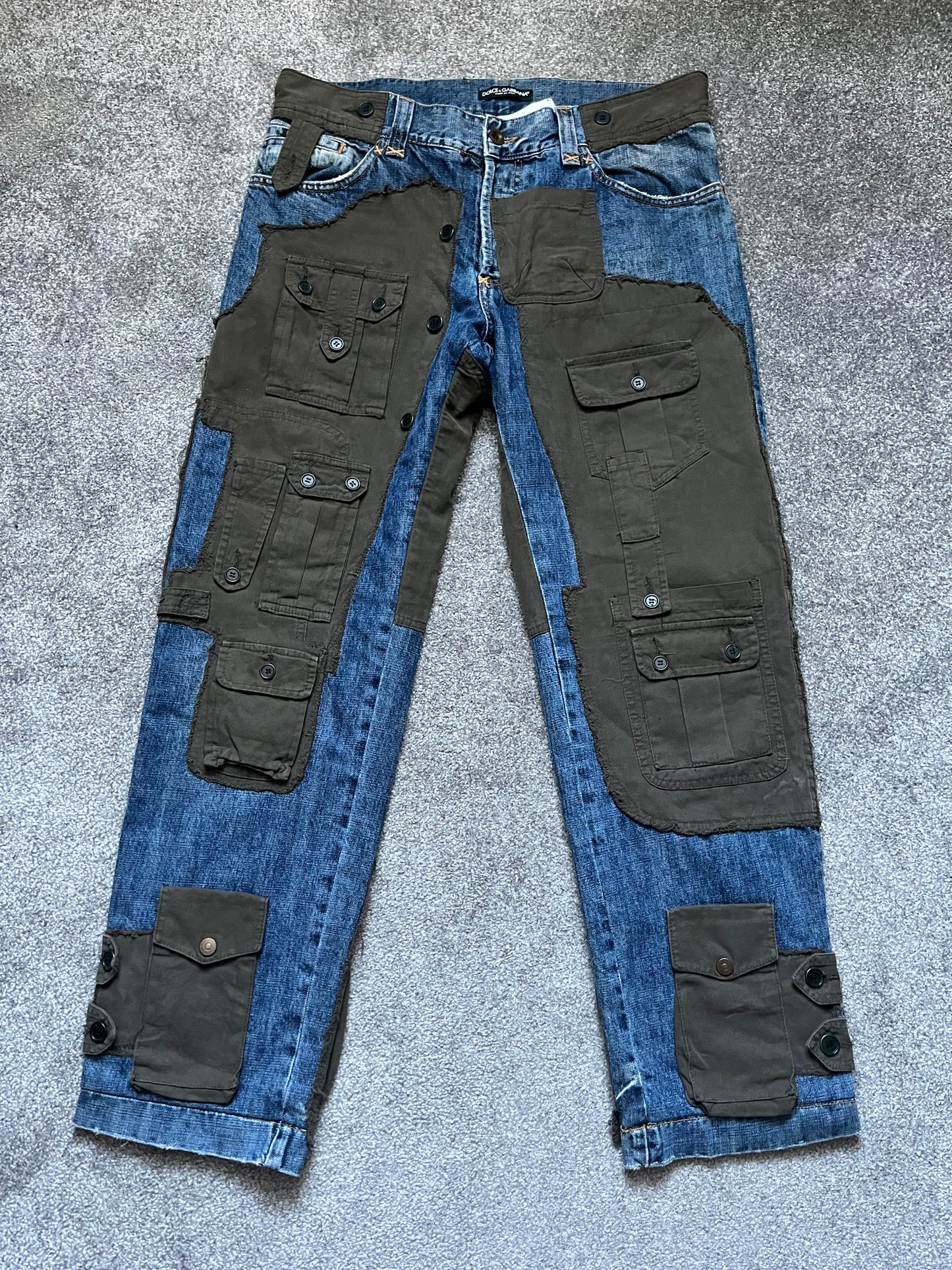 Dolce & Gabbana A/W05 Hybrid Multi Pocket Cargo Denim Jeans