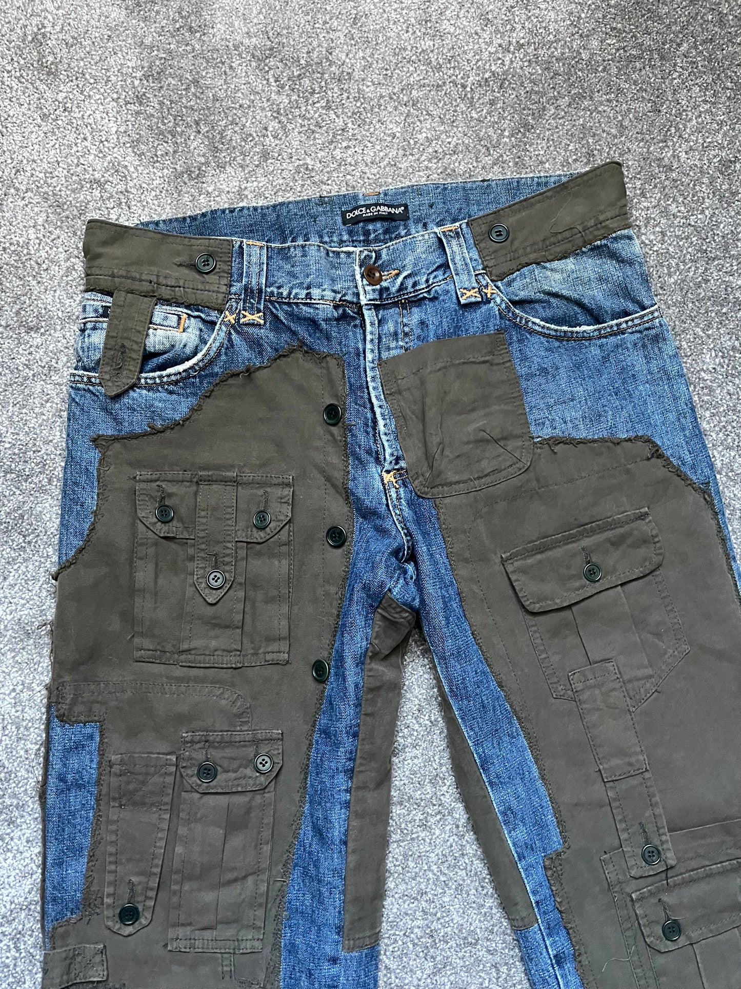 Dolce & Gabbana A/W05 Hybrid Multi Pocket Cargo Denim Jeans