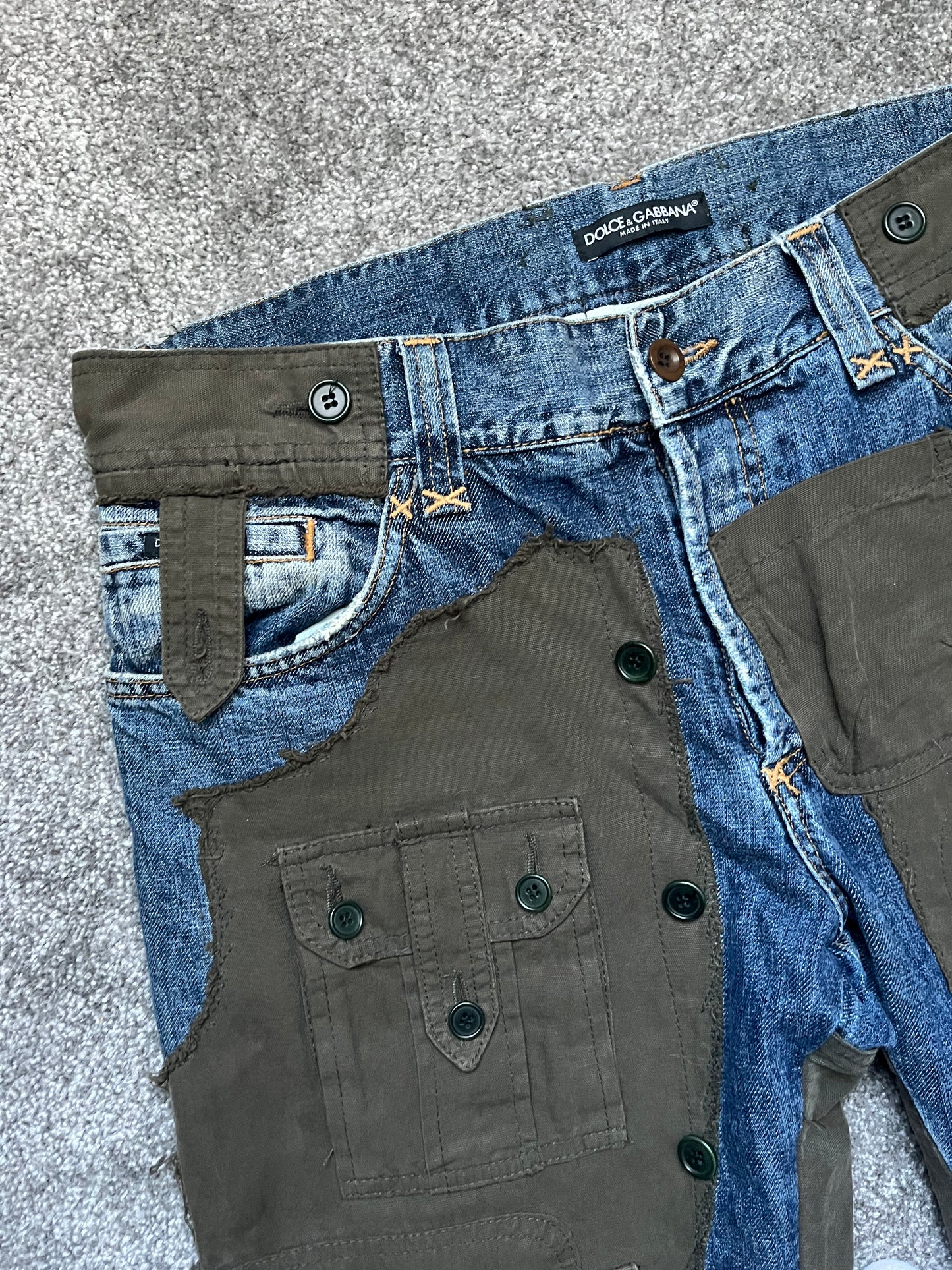 Dolce & Gabbana A/W05 Hybrid Multi Pocket Cargo Denim Jeans