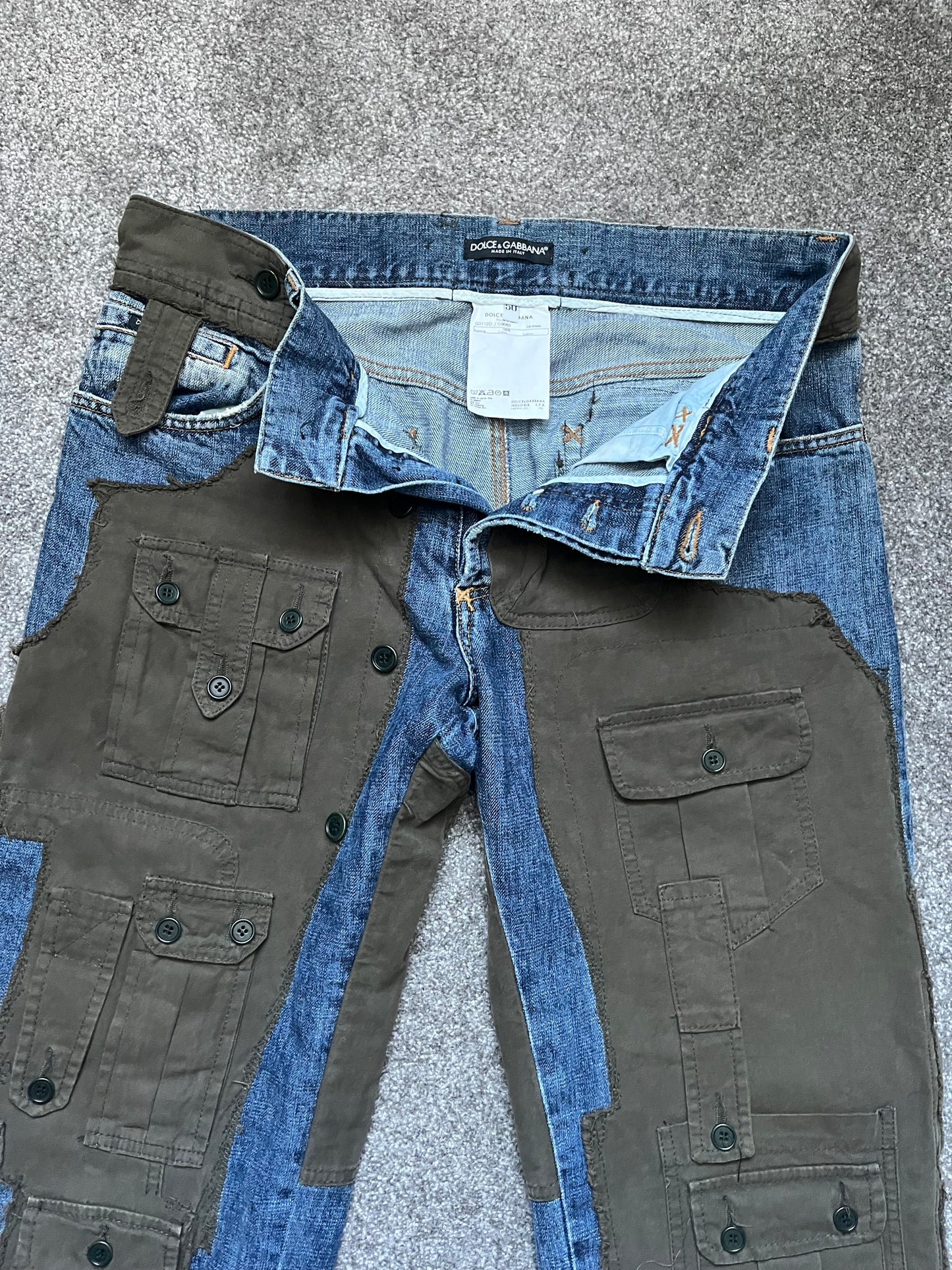 Dolce & Gabbana A/W05 Hybrid Multi Pocket Cargo Denim Jeans