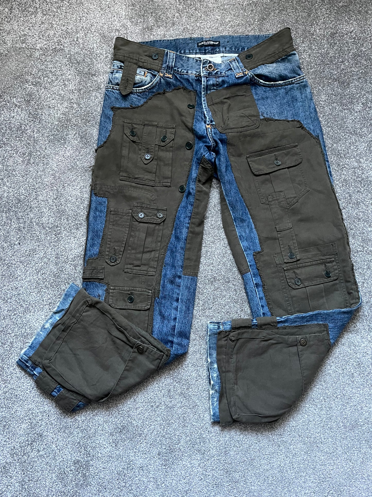 Dolce & Gabbana A/W05 Hybrid Multi Pocket Cargo Denim Jeans