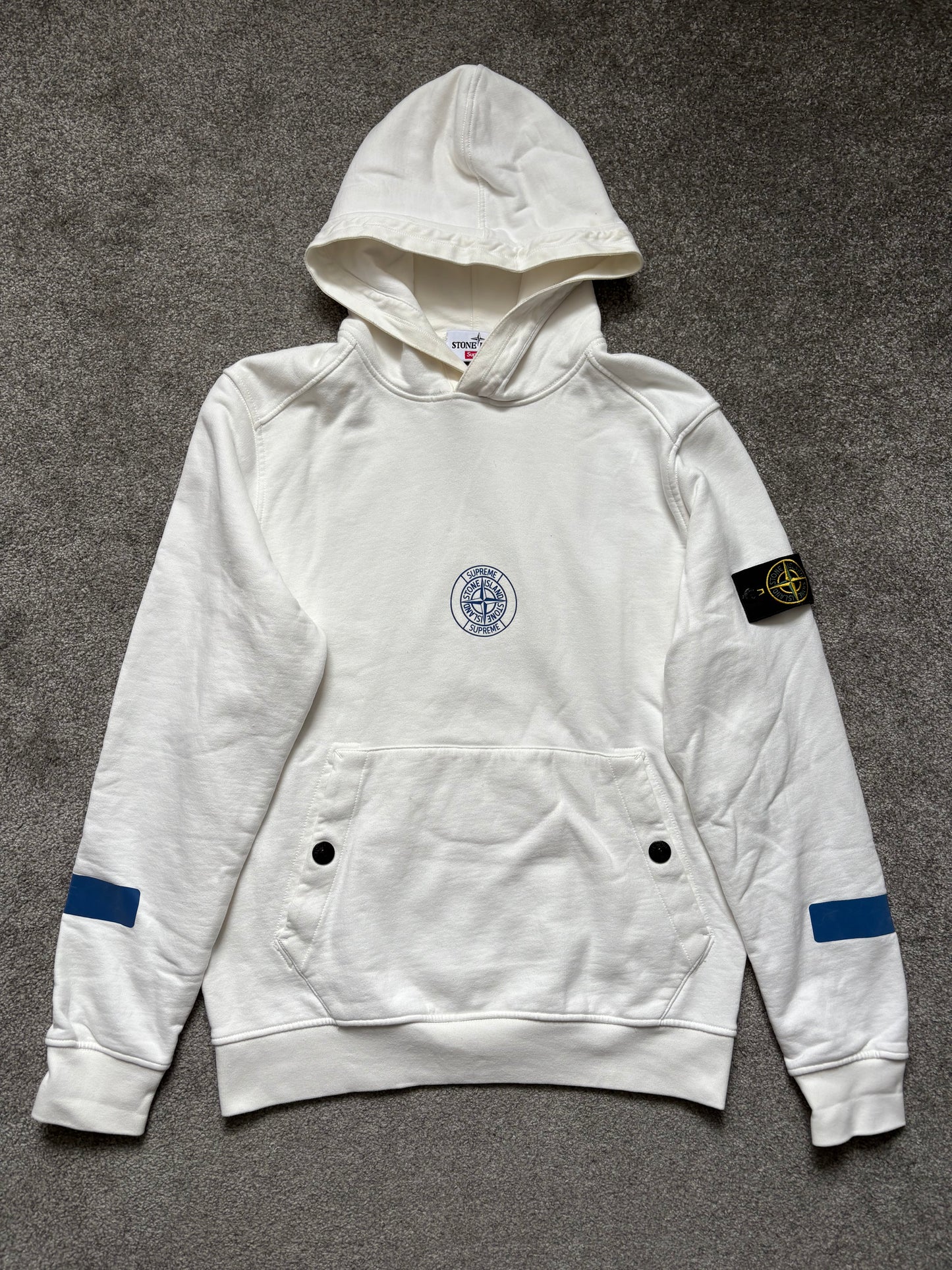 Stone Island x Supreme 2017 White Reflective Hoodie
