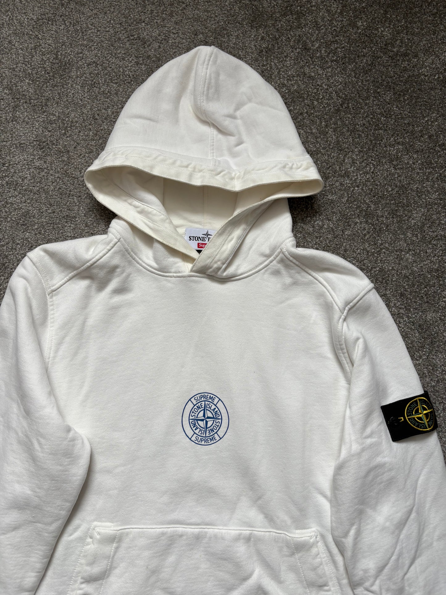 Stone Island x Supreme 2017 White Reflective Hoodie