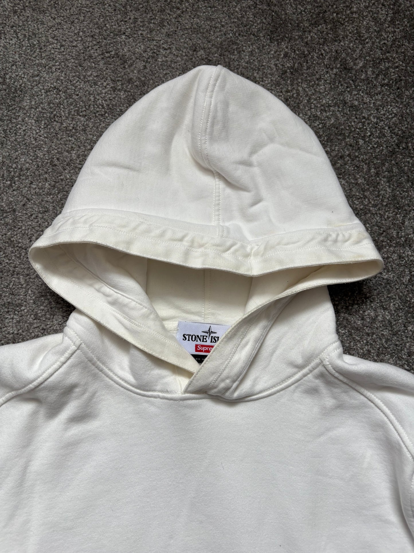 Stone Island x Supreme 2017 White Reflective Hoodie