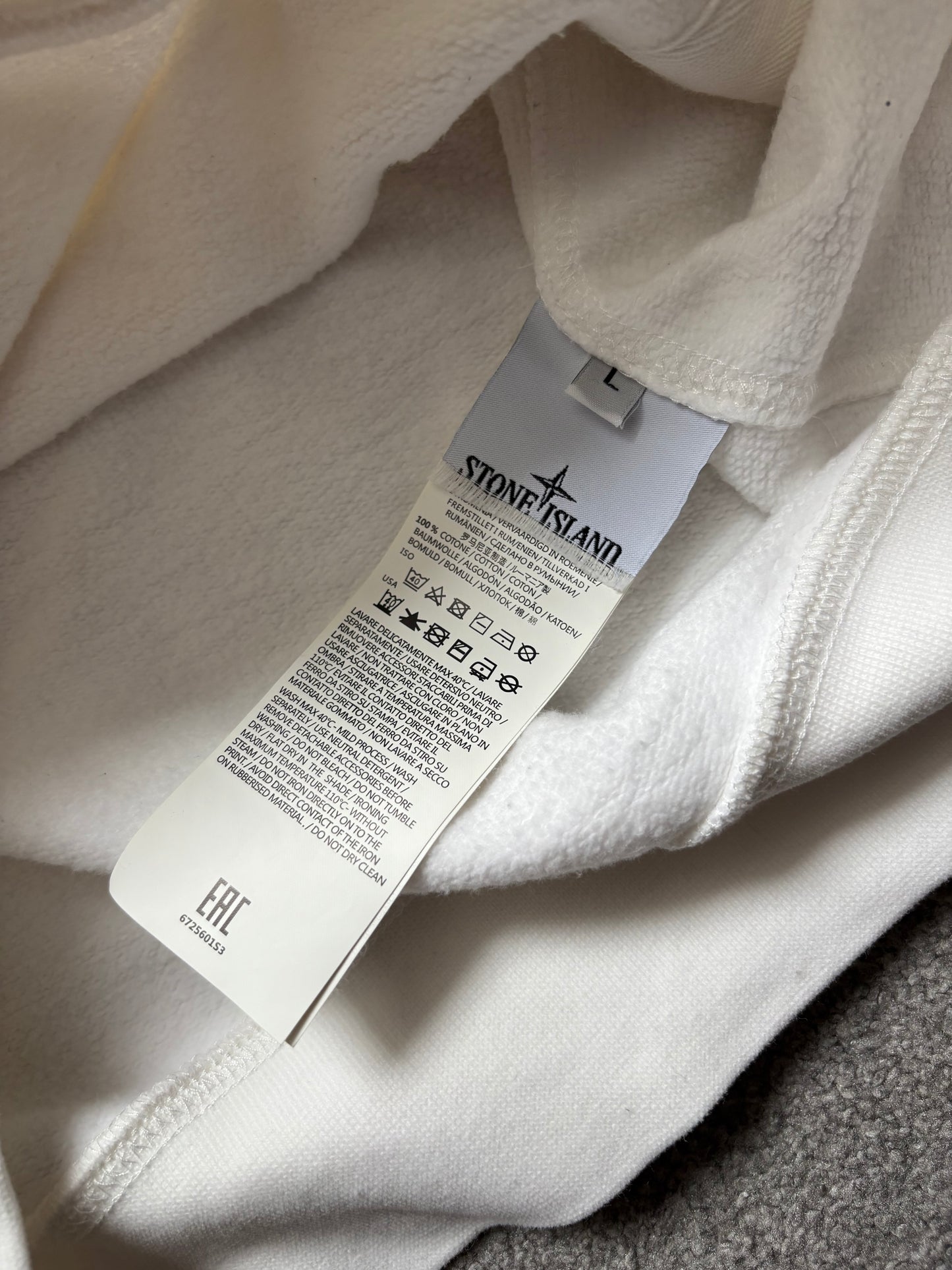 Stone Island x Supreme 2017 White Reflective Hoodie