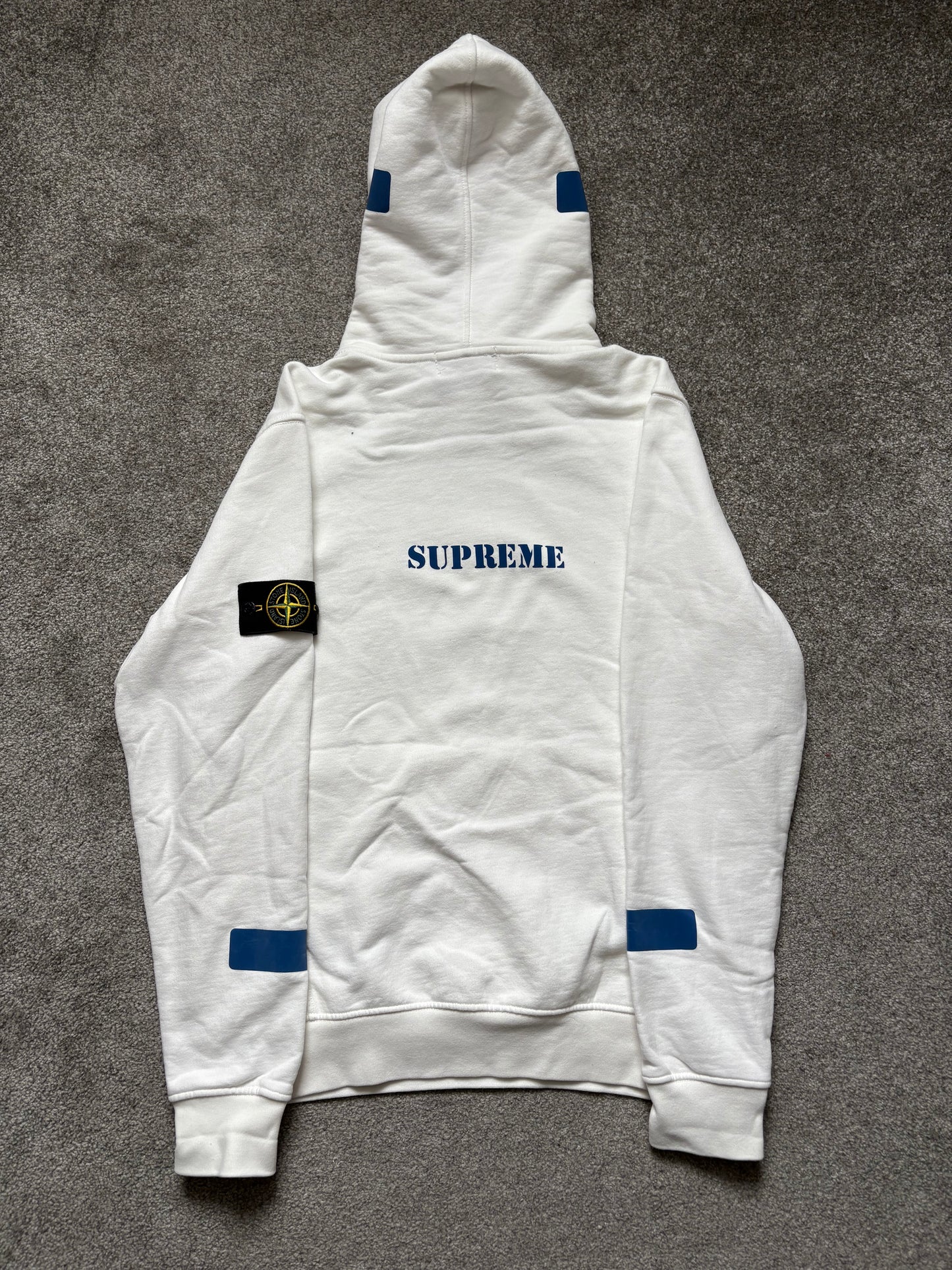Stone Island x Supreme 2017 White Reflective Hoodie