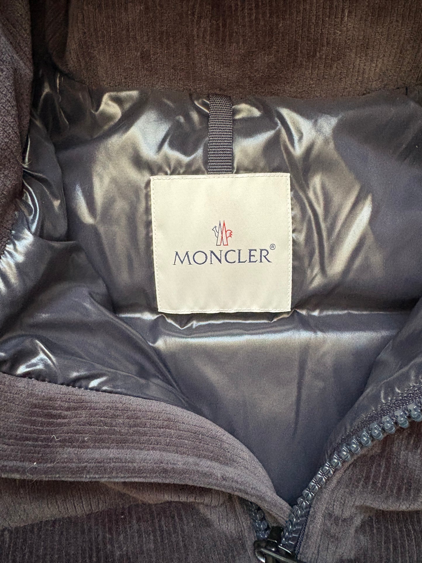Moncler Black Corduroy Maya Hooded Down Puffer Jacket