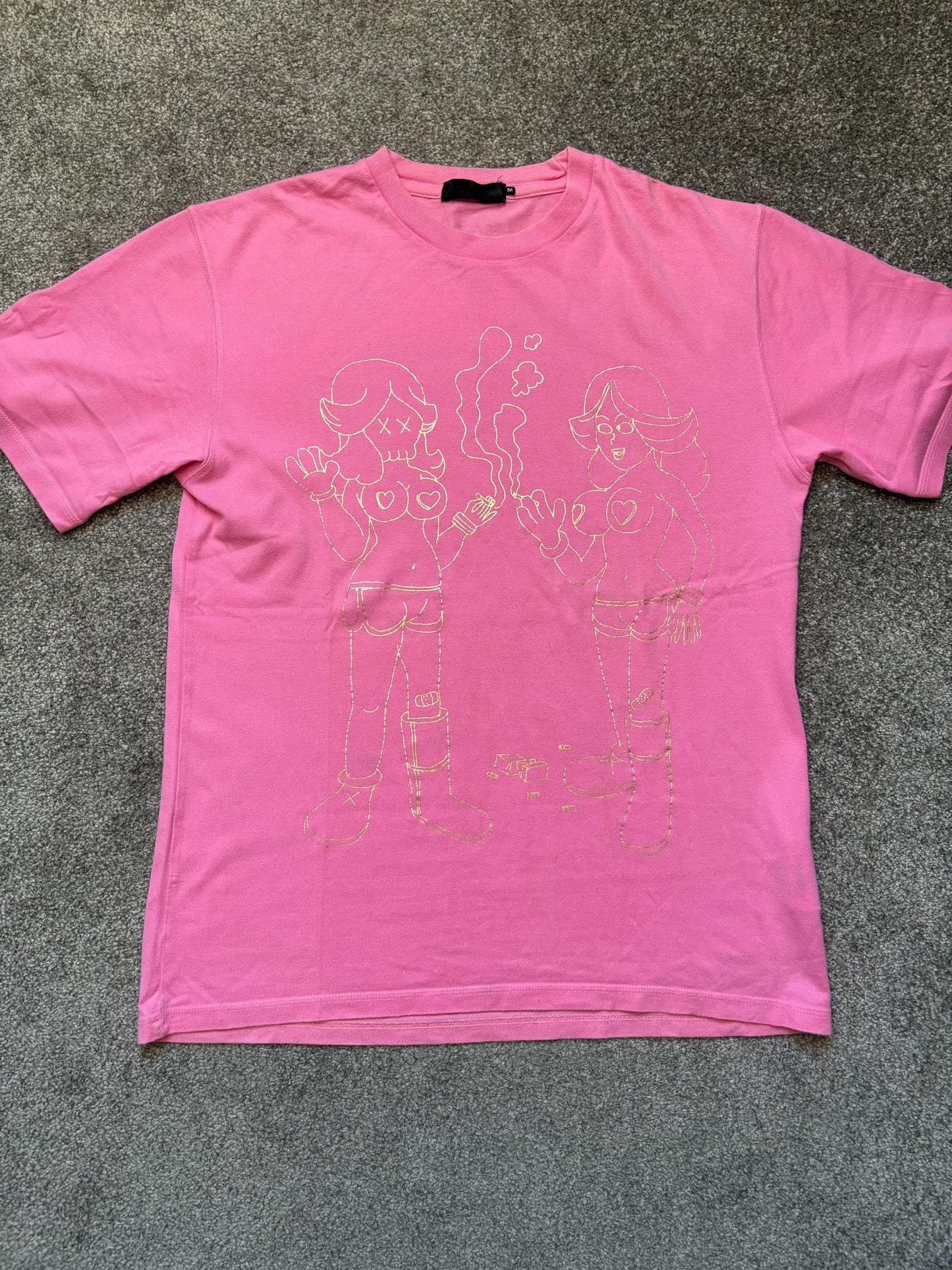 Original Fake Kaws 2006 Pink Twins Shirt