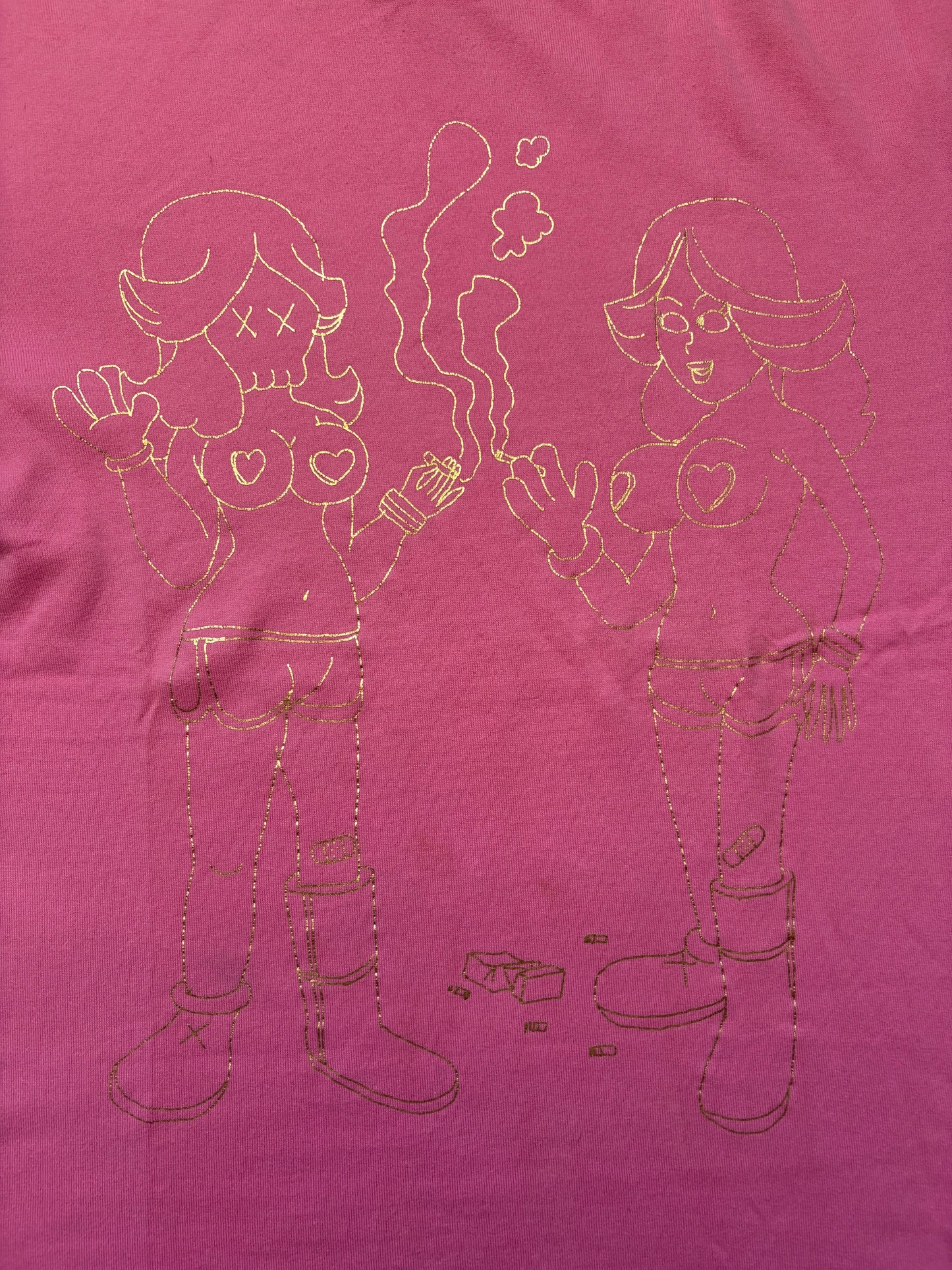 Original Fake Kaws 2006 Pink Twins Shirt