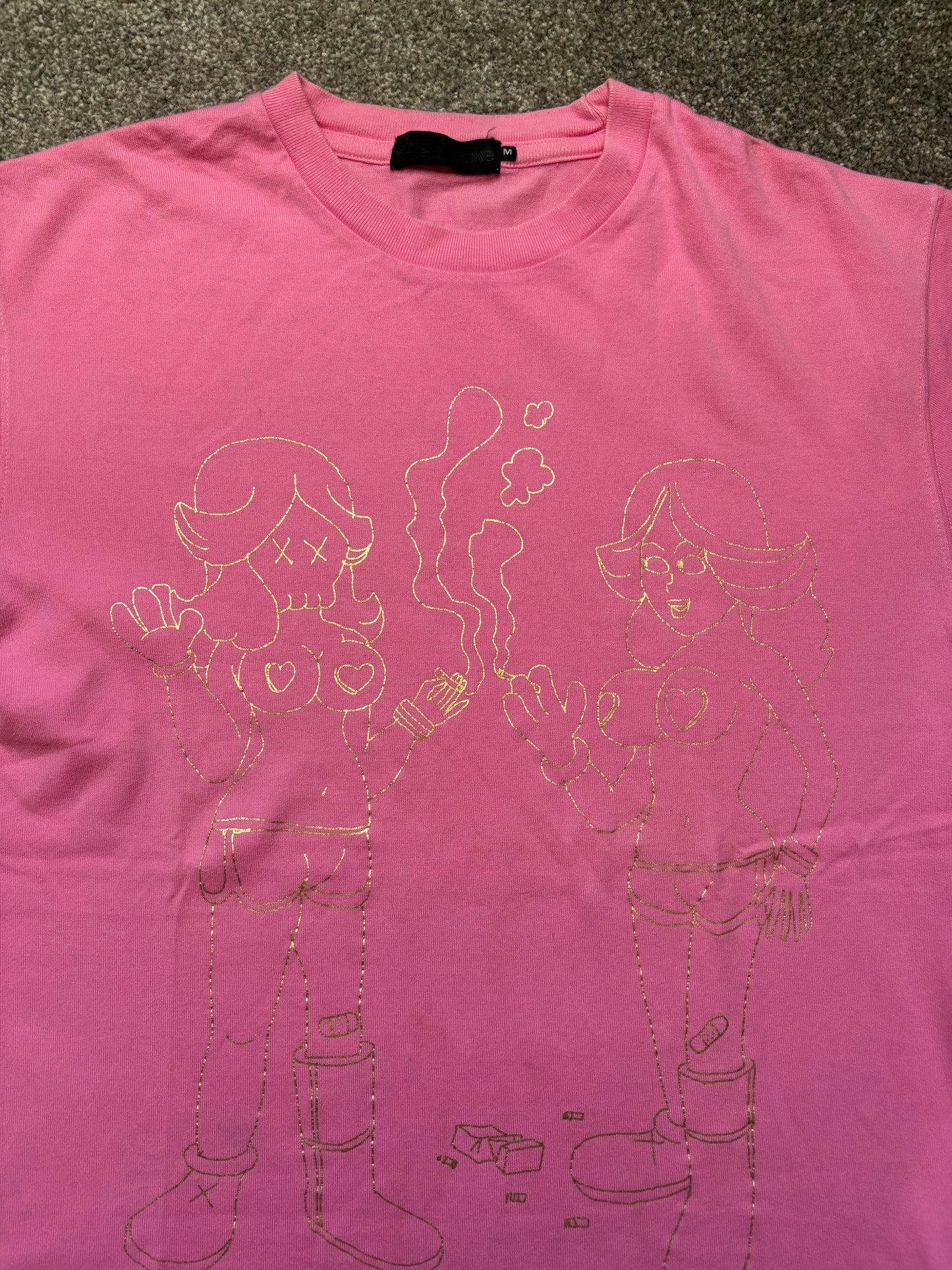 Original Fake Kaws 2006 Pink Twins Shirt
