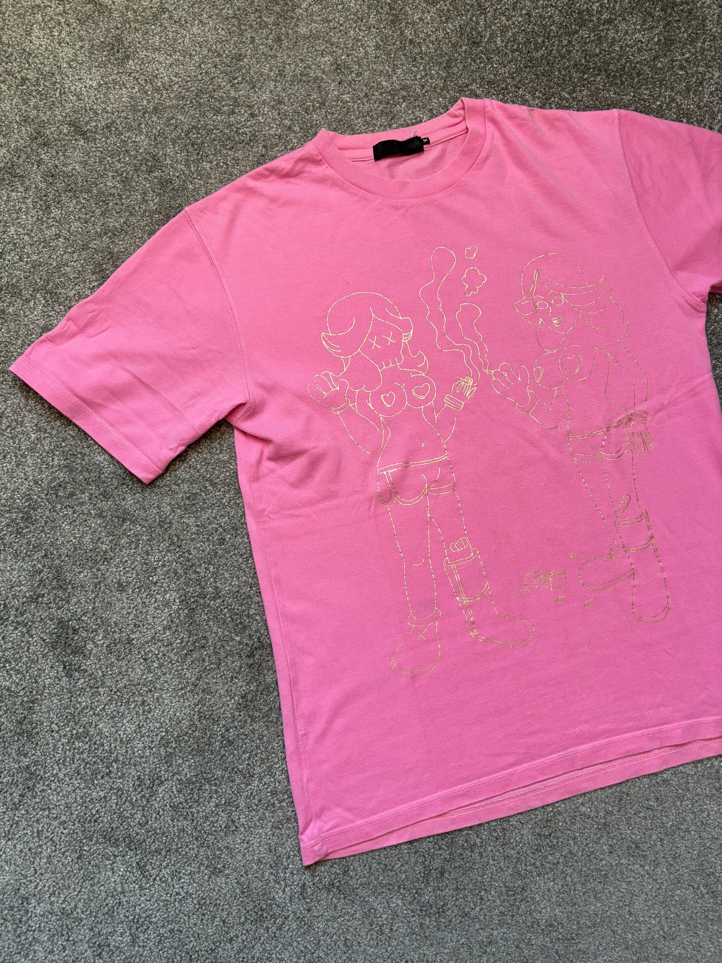 Original Fake Kaws 2006 Pink Twins Shirt