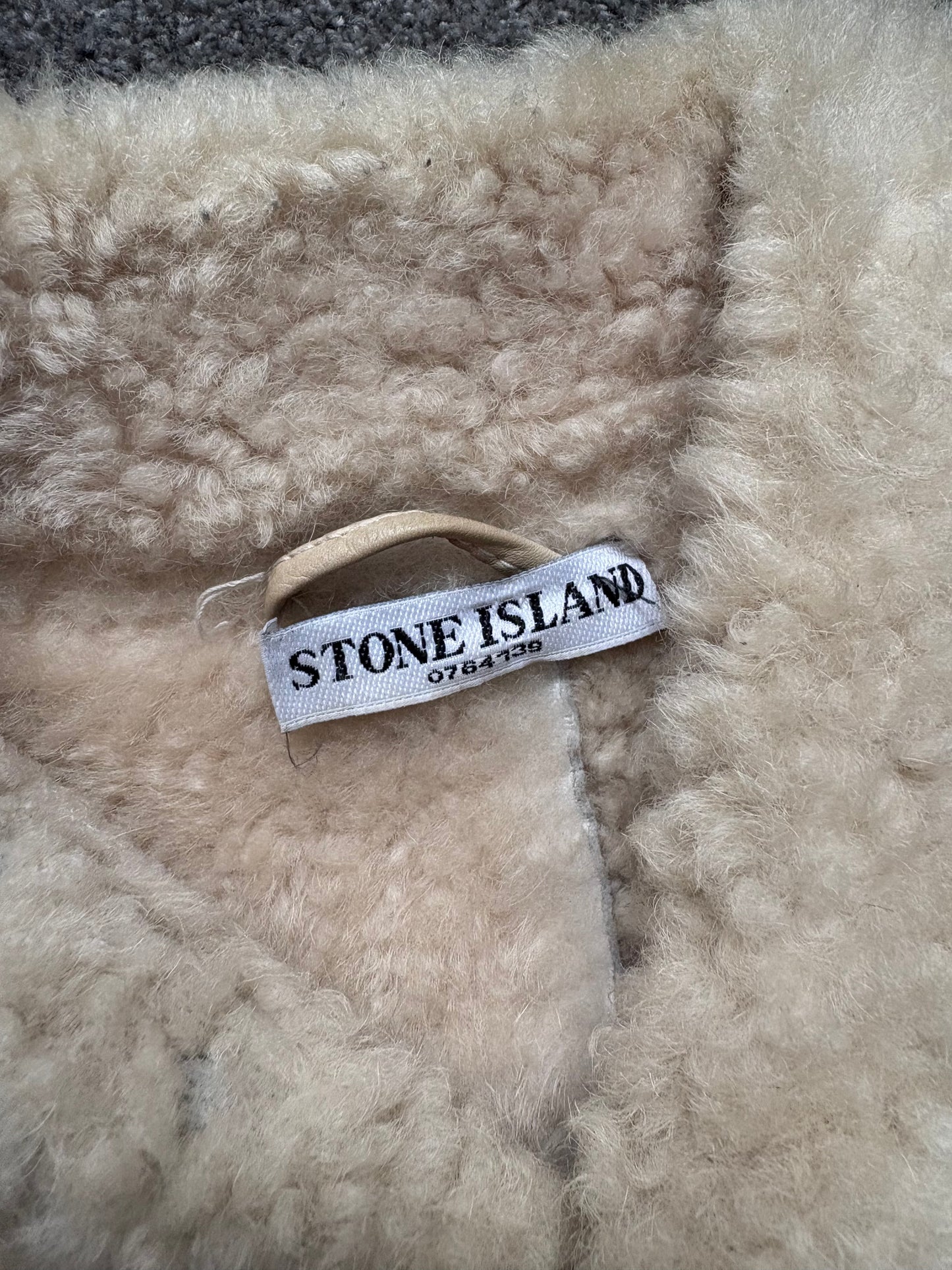 Stone Island AW06 Shearling Sheepskin Hand-Painted Leather Jacket