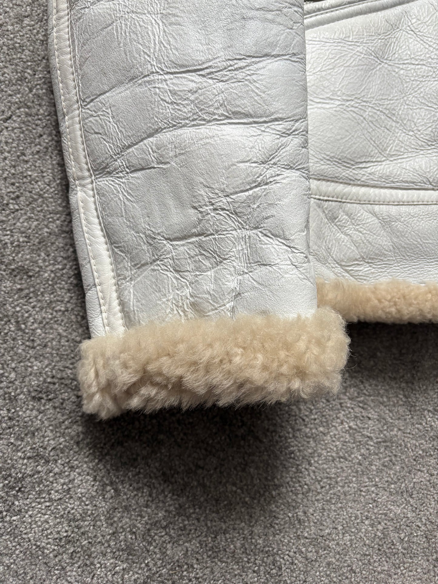 Stone Island AW06 Shearling Sheepskin Hand-Painted Leather Jacket
