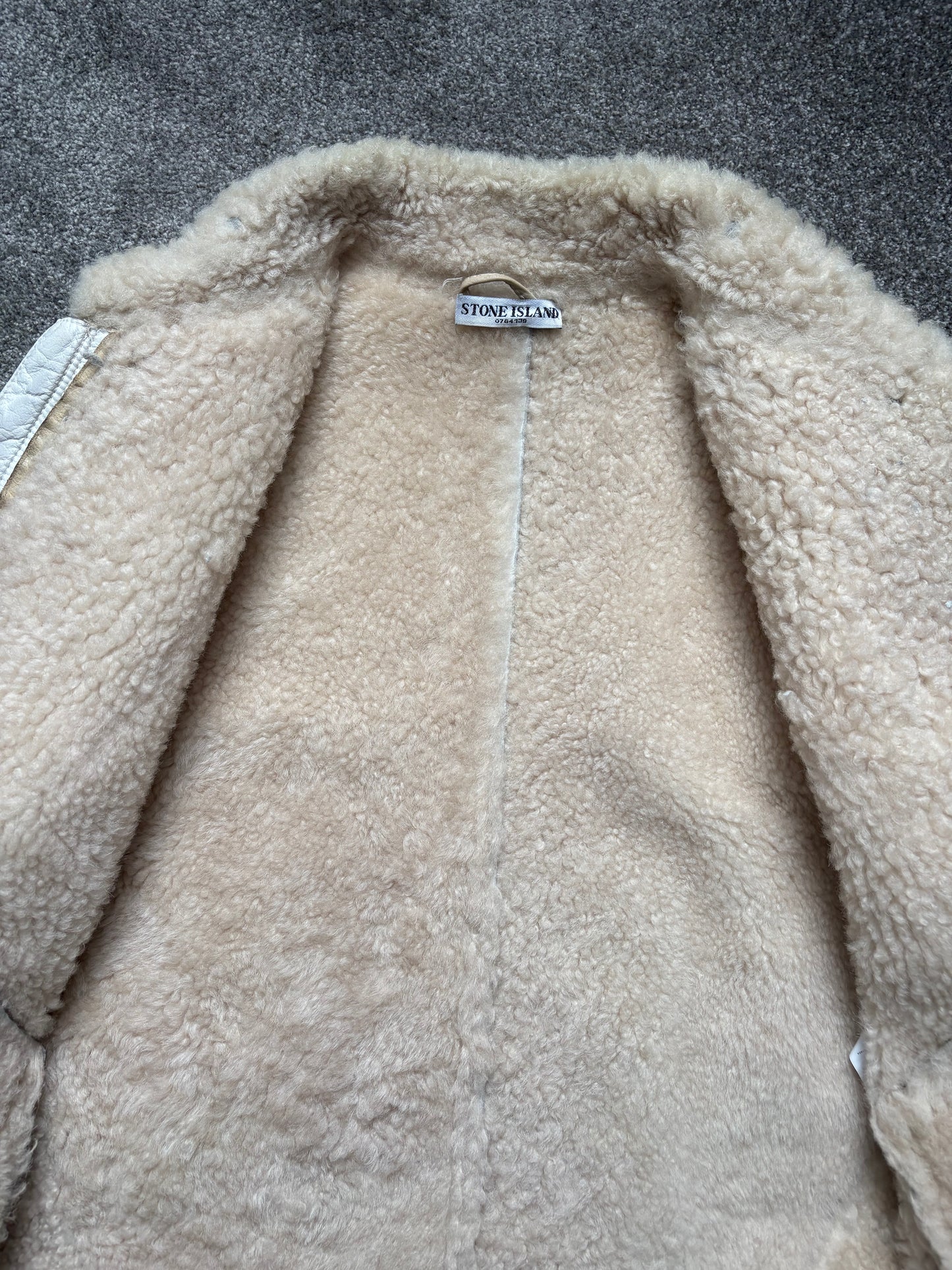 Stone Island AW06 Shearling Sheepskin Hand-Painted Leather Jacket