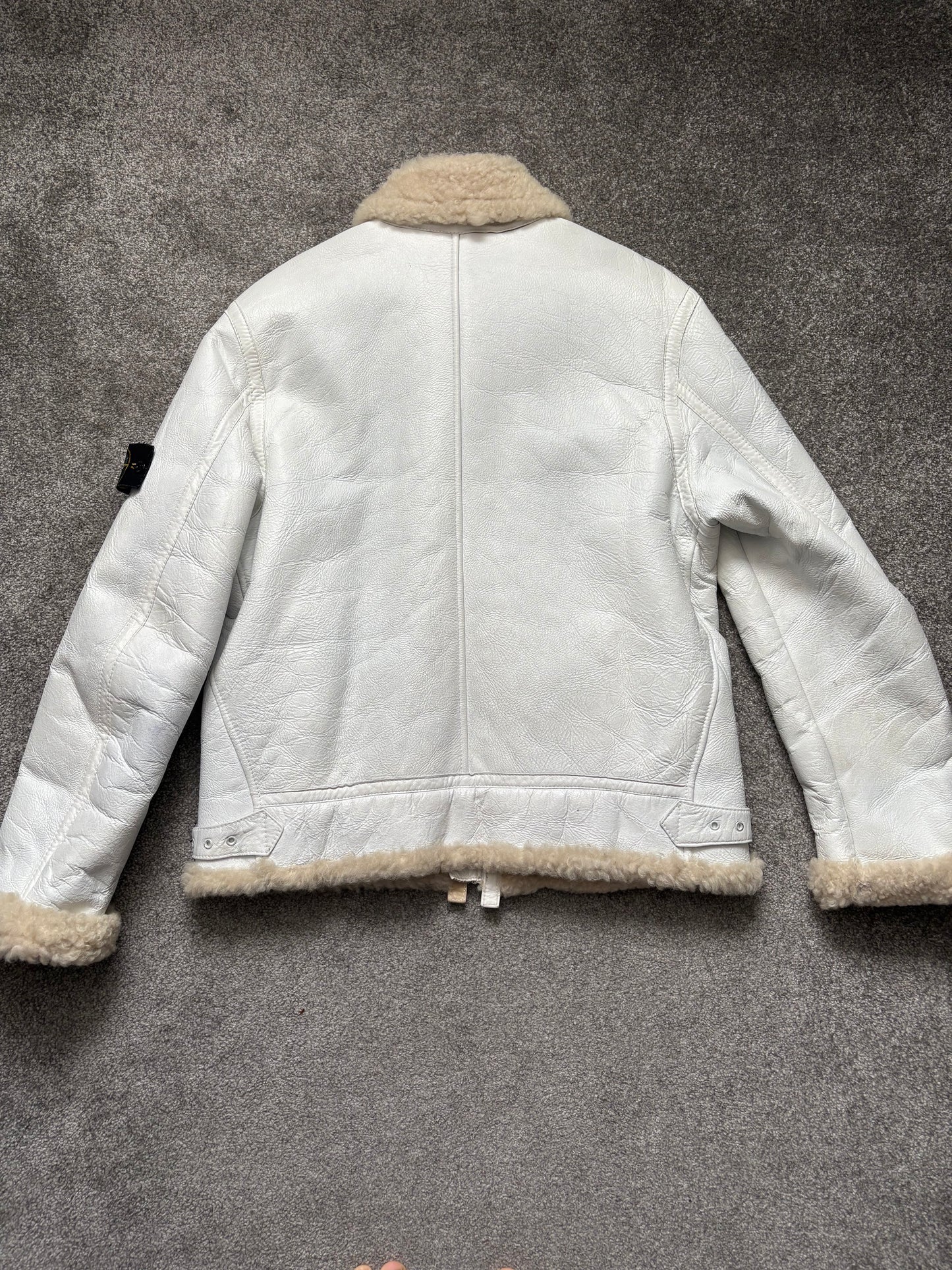 Stone Island AW06 Shearling Sheepskin Hand-Painted Leather Jacket