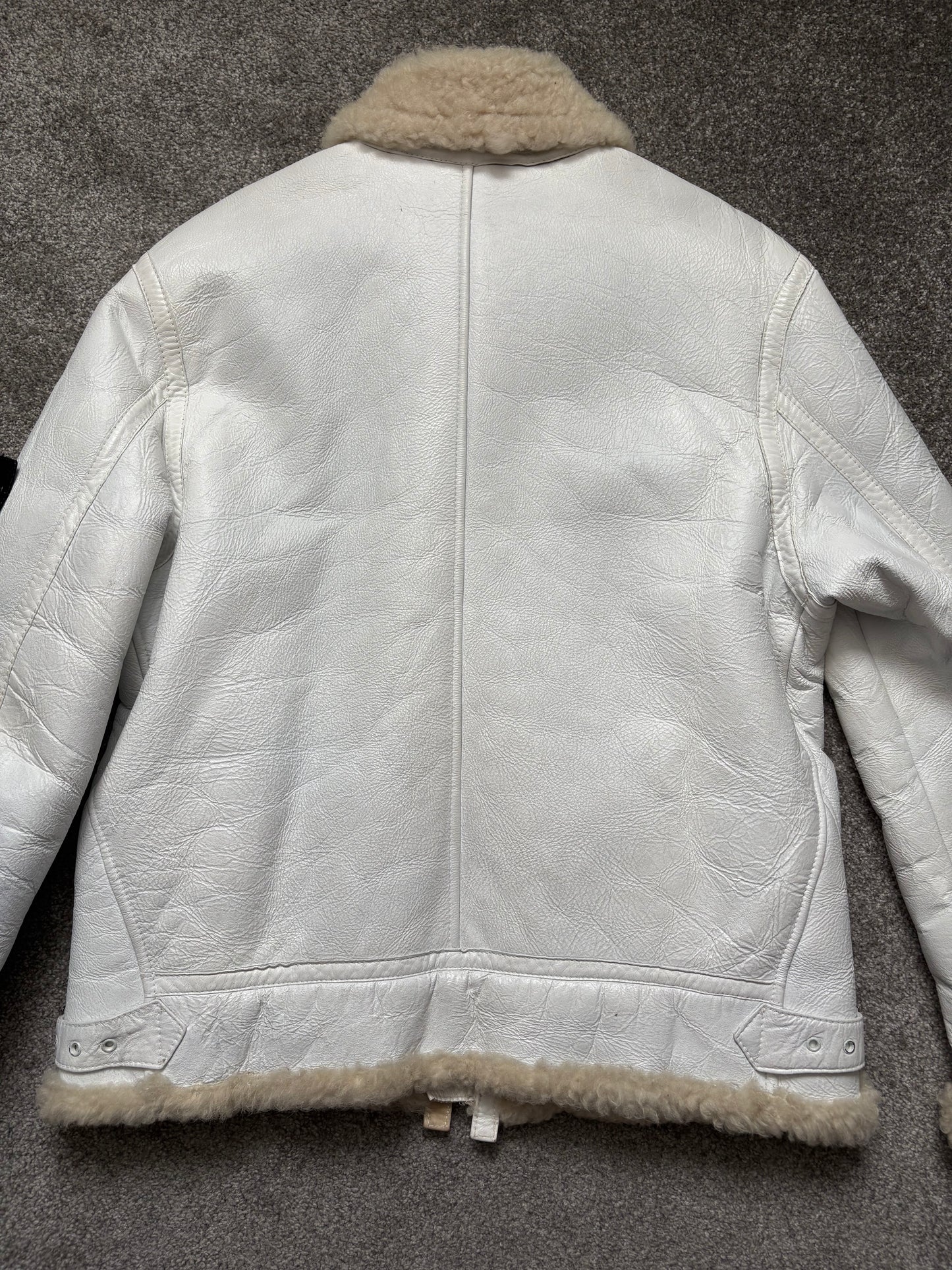 Stone Island AW06 Shearling Sheepskin Hand-Painted Leather Jacket