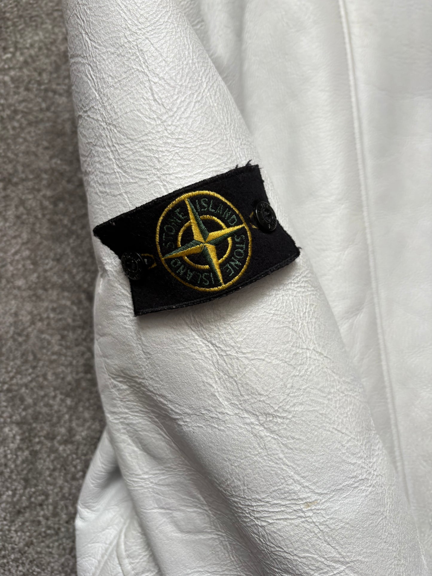 Stone Island AW06 Shearling Sheepskin Hand-Painted Leather Jacket