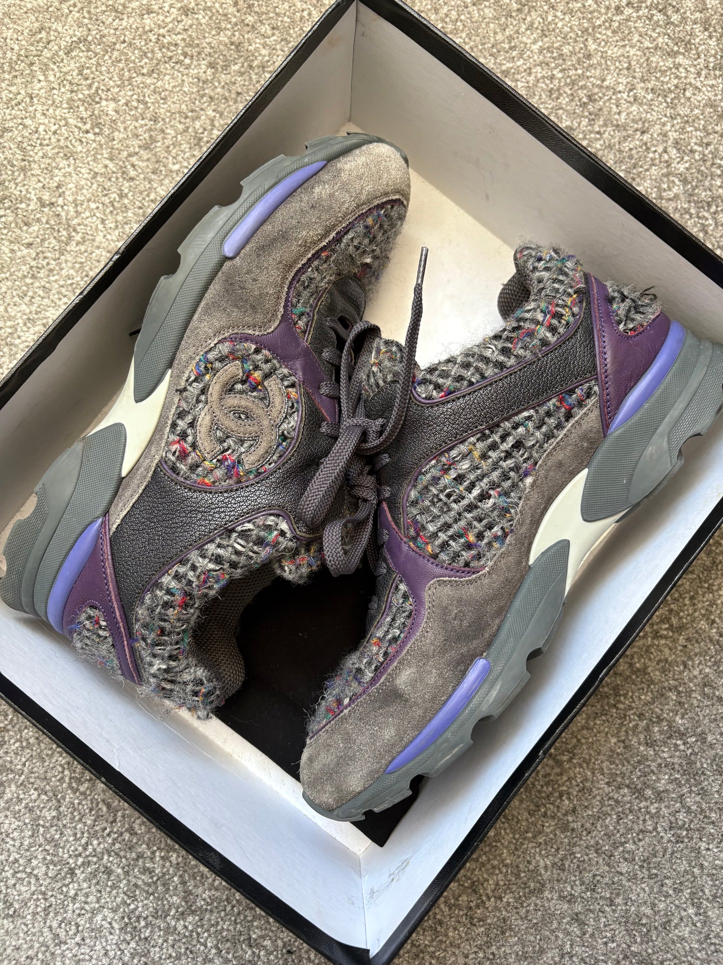 Chanel Tweed Runners Trainers UK7 US8 EU40