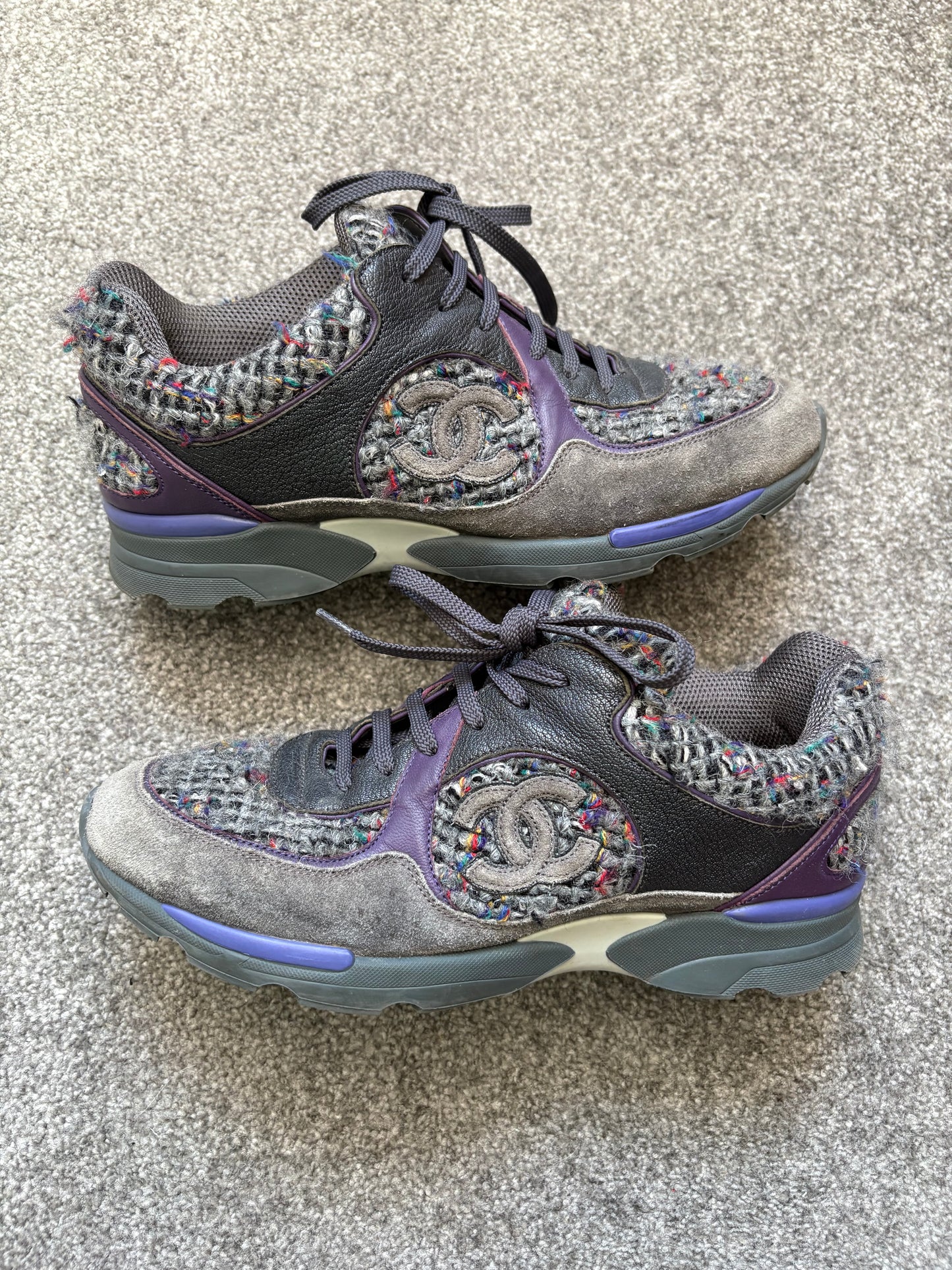 Chanel Tweed Runners Trainers UK7 US8 EU40