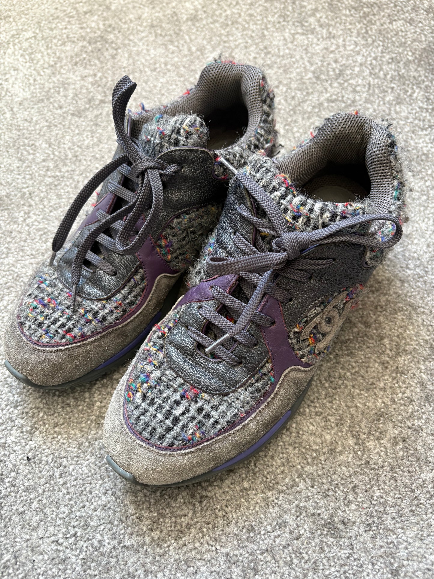 Chanel Tweed Runners Trainers UK7 US8 EU40