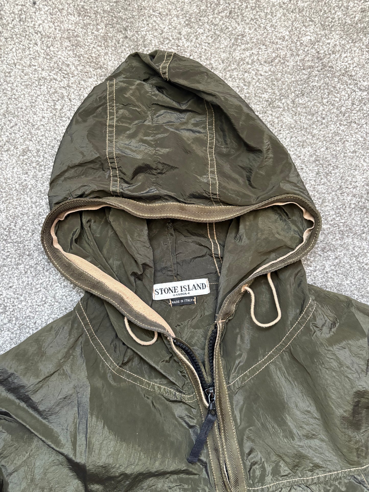 Stone Island 2004 Nylon Metal Olive Hooded Shimmer Jacket