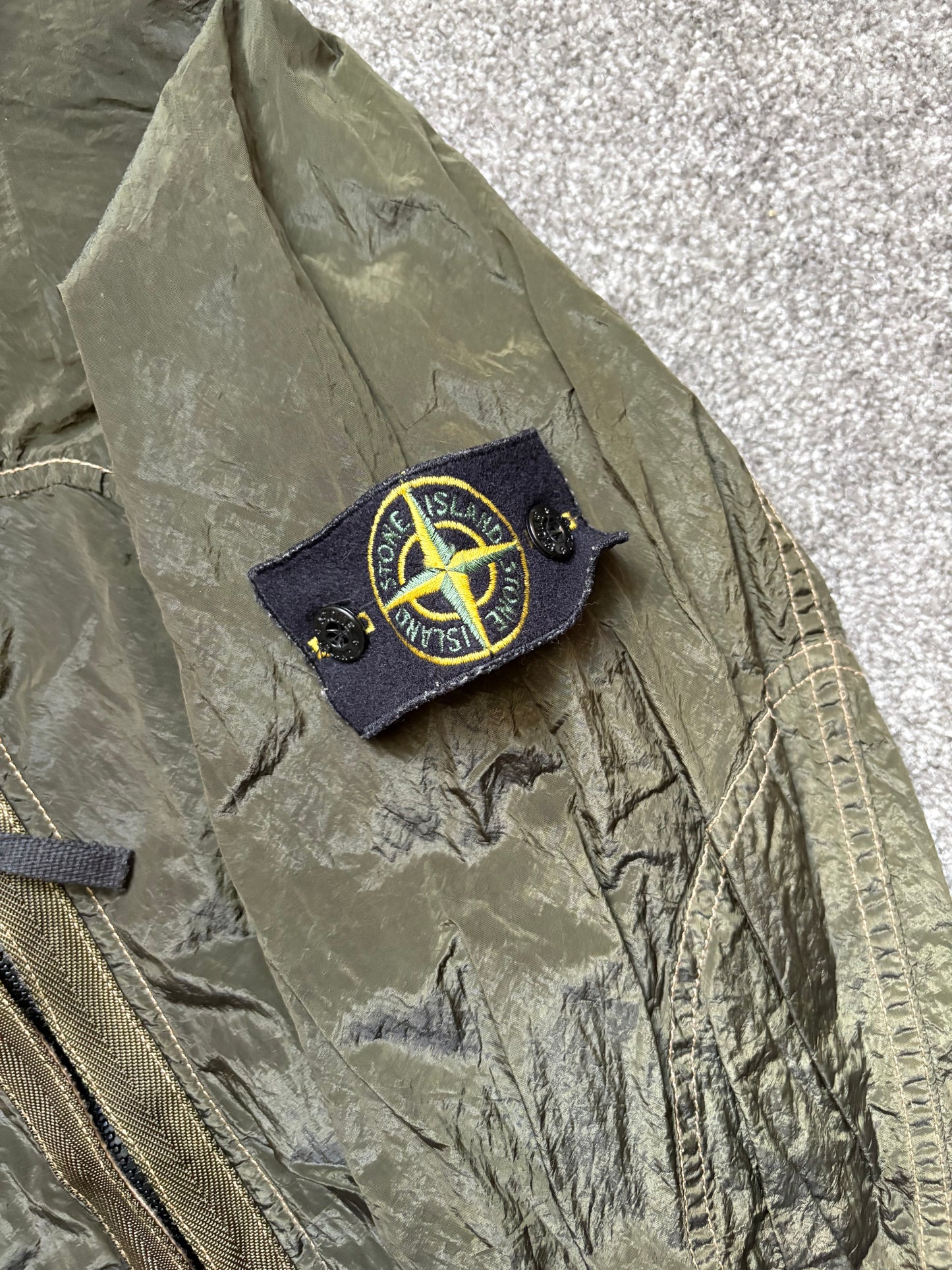 Stone Island 2004 Nylon Metal Olive Hooded Shimmer Jacket
