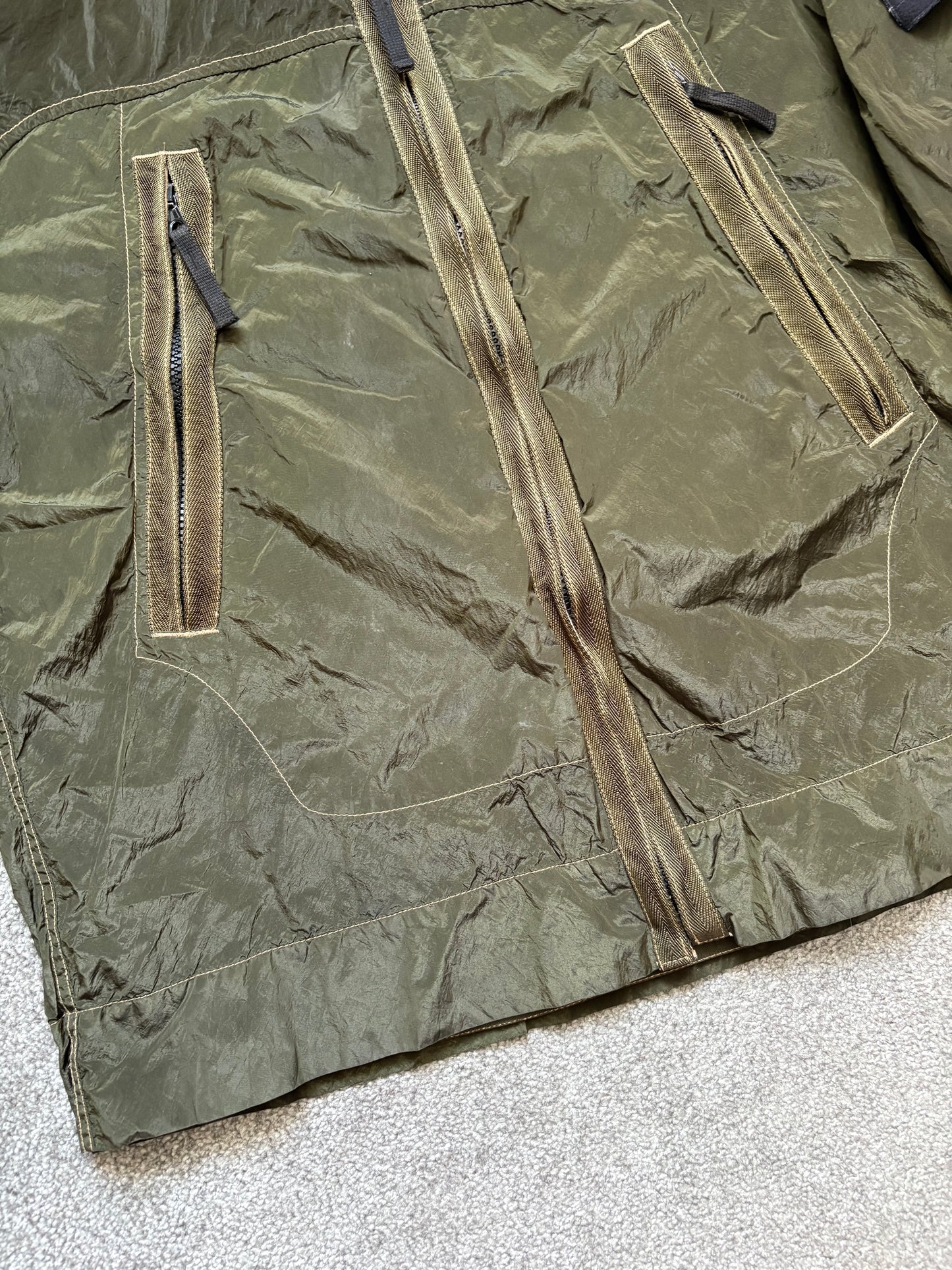 Stone Island 2004 Nylon Metal Olive Hooded Shimmer Jacket