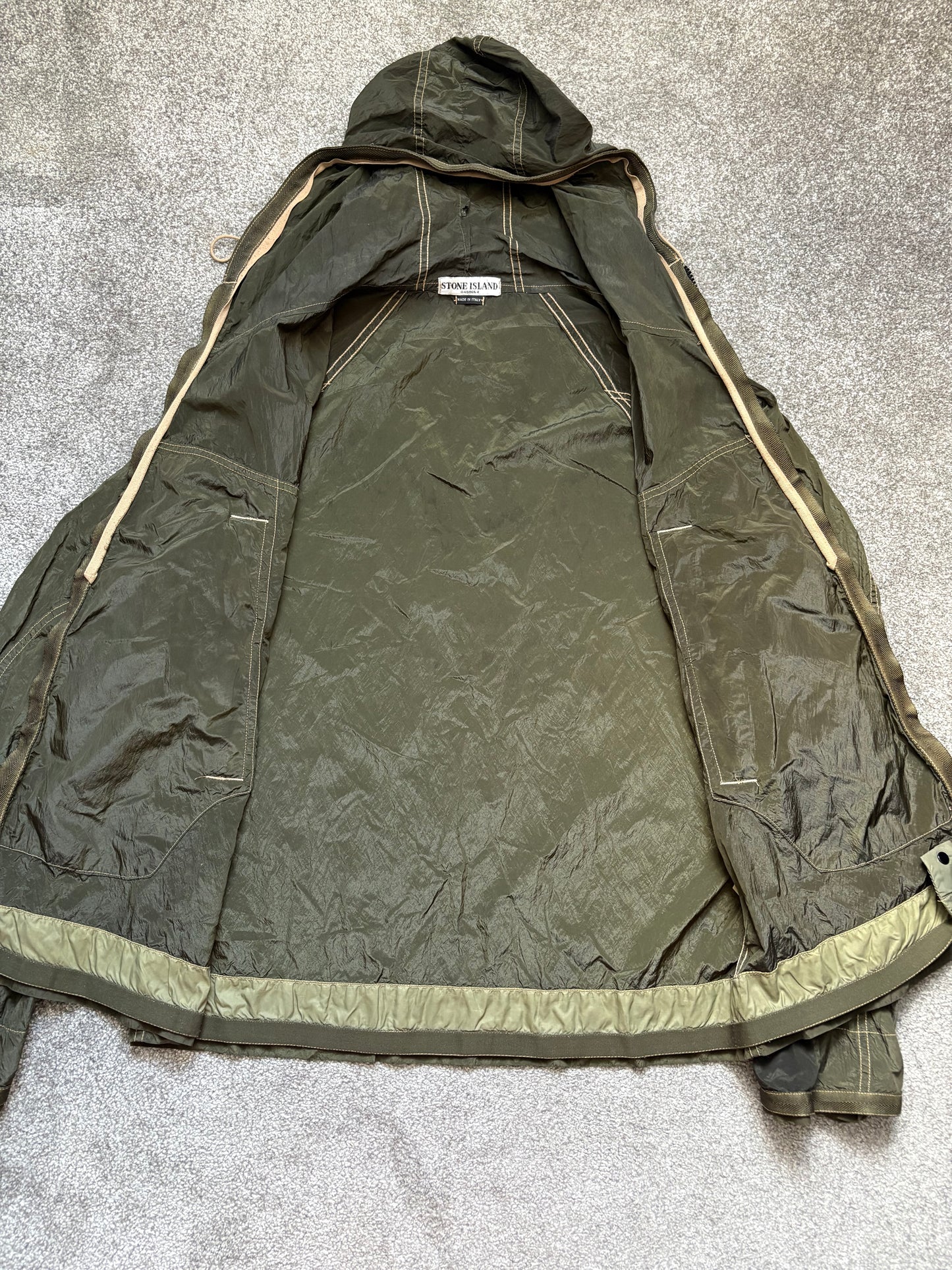 Stone Island 2004 Nylon Metal Olive Hooded Shimmer Jacket