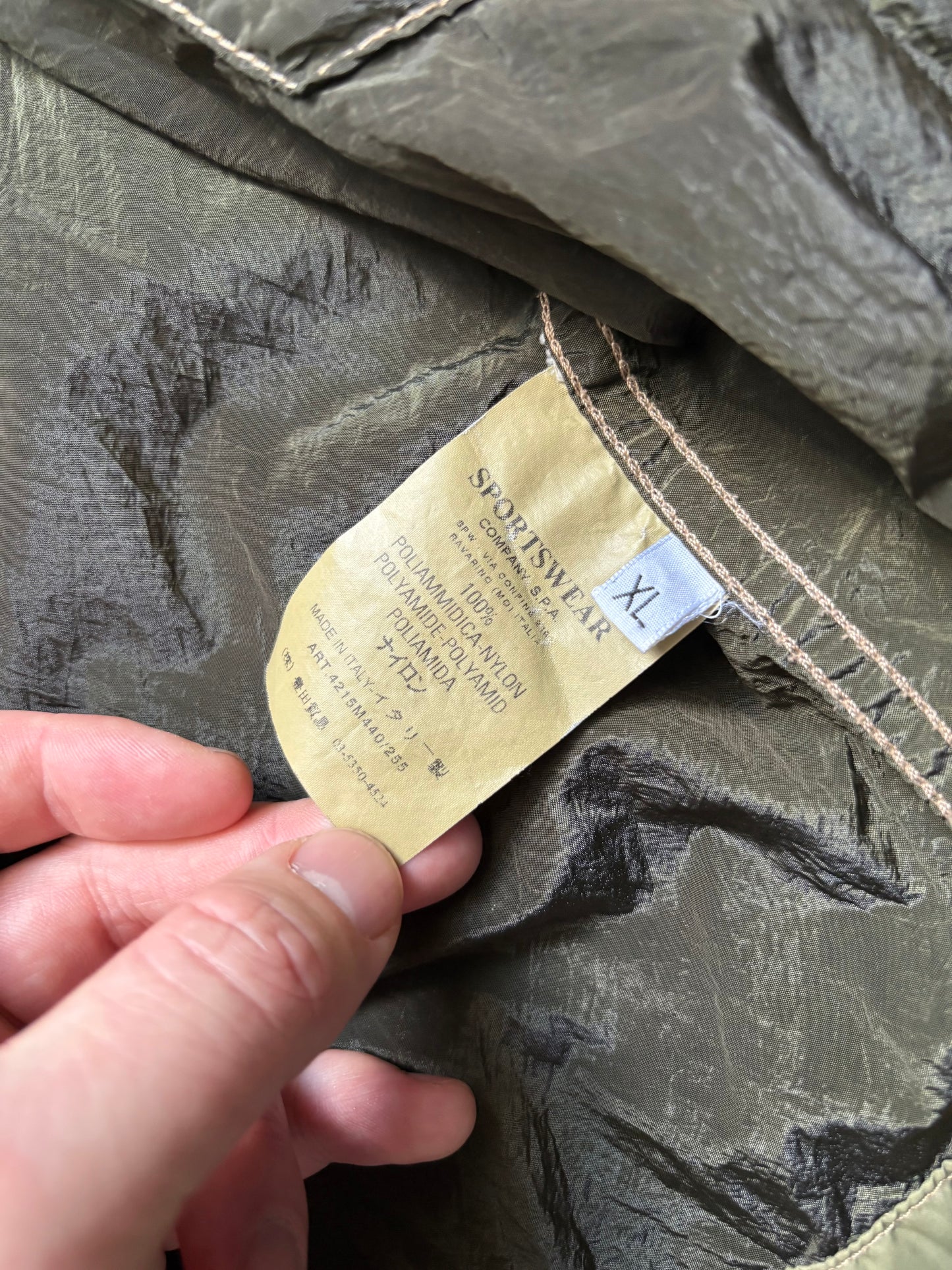 Stone Island 2004 Nylon Metal Olive Hooded Shimmer Jacket