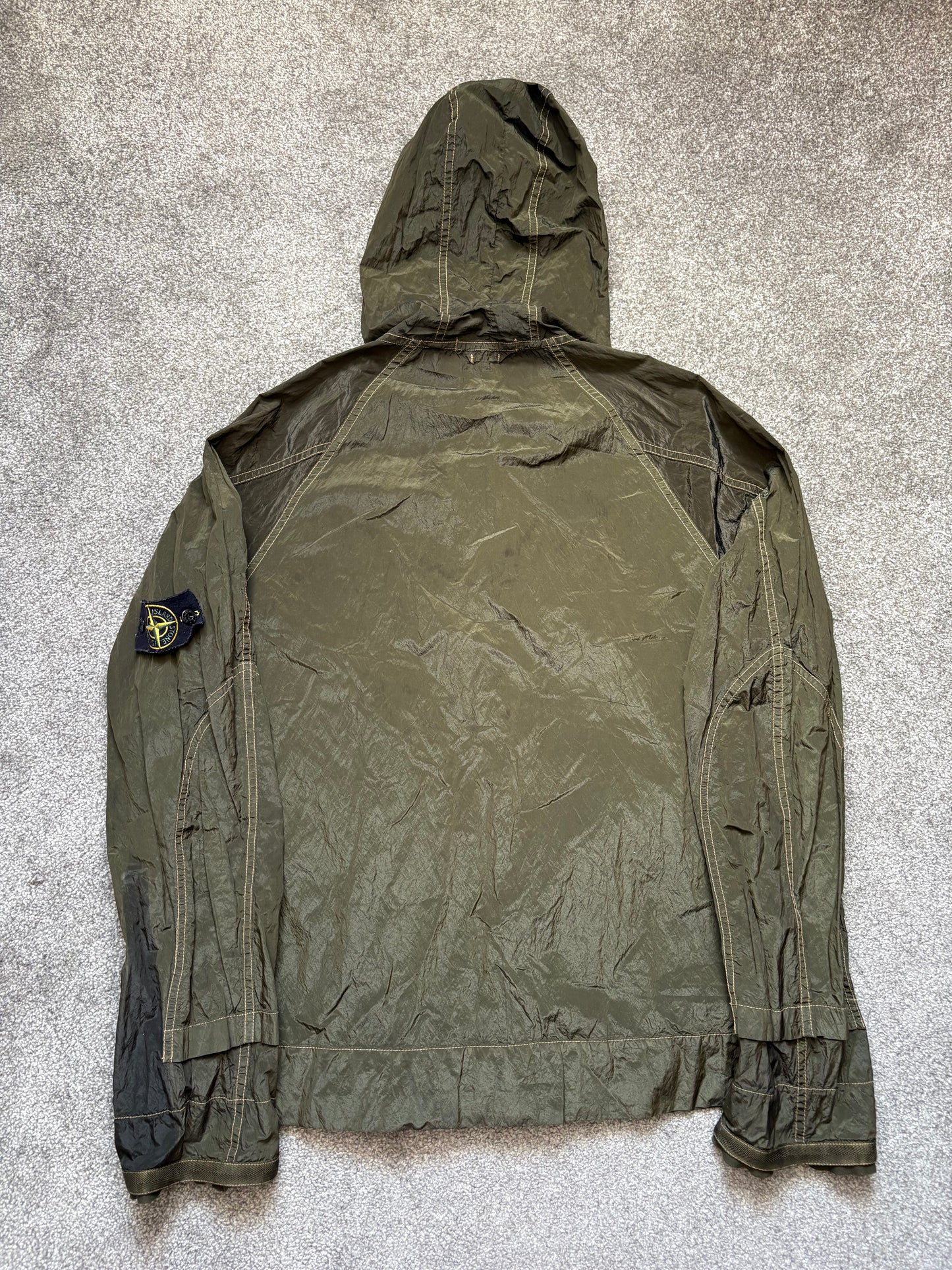 Stone Island 2004 Nylon Metal Olive Hooded Shimmer Jacket