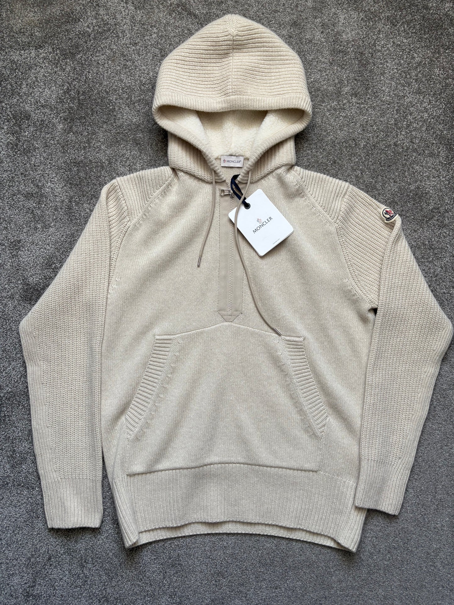 Moncler Half Zip Wool & Cashmere Beige Hoodie