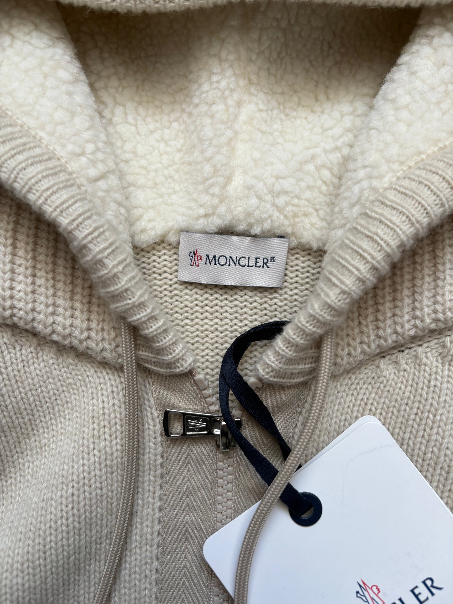 Moncler Half Zip Wool & Cashmere Beige Hoodie