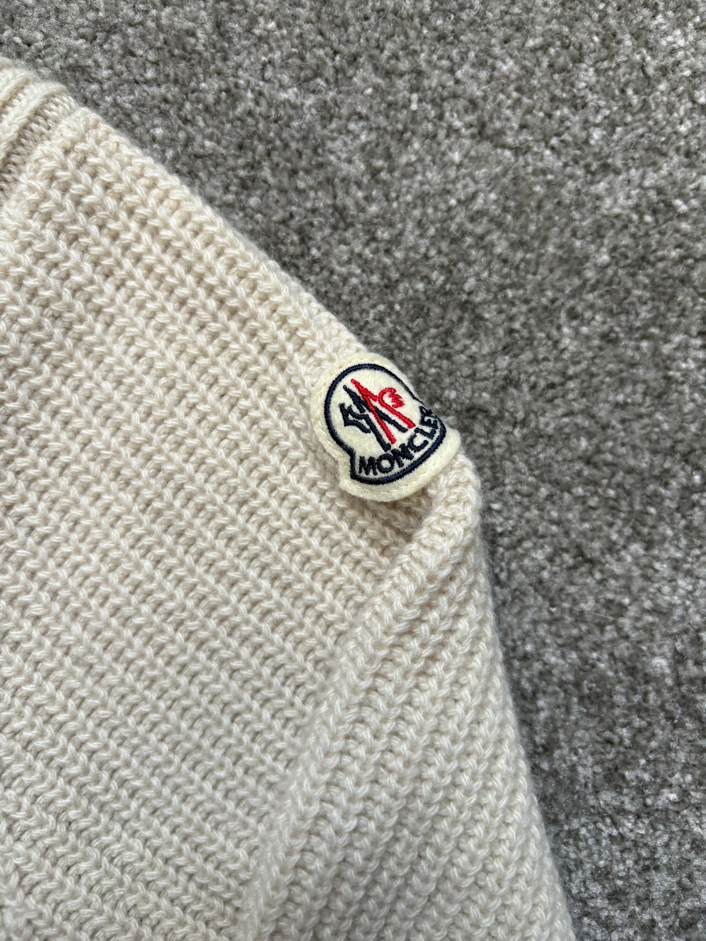 Moncler Half Zip Wool & Cashmere Beige Hoodie